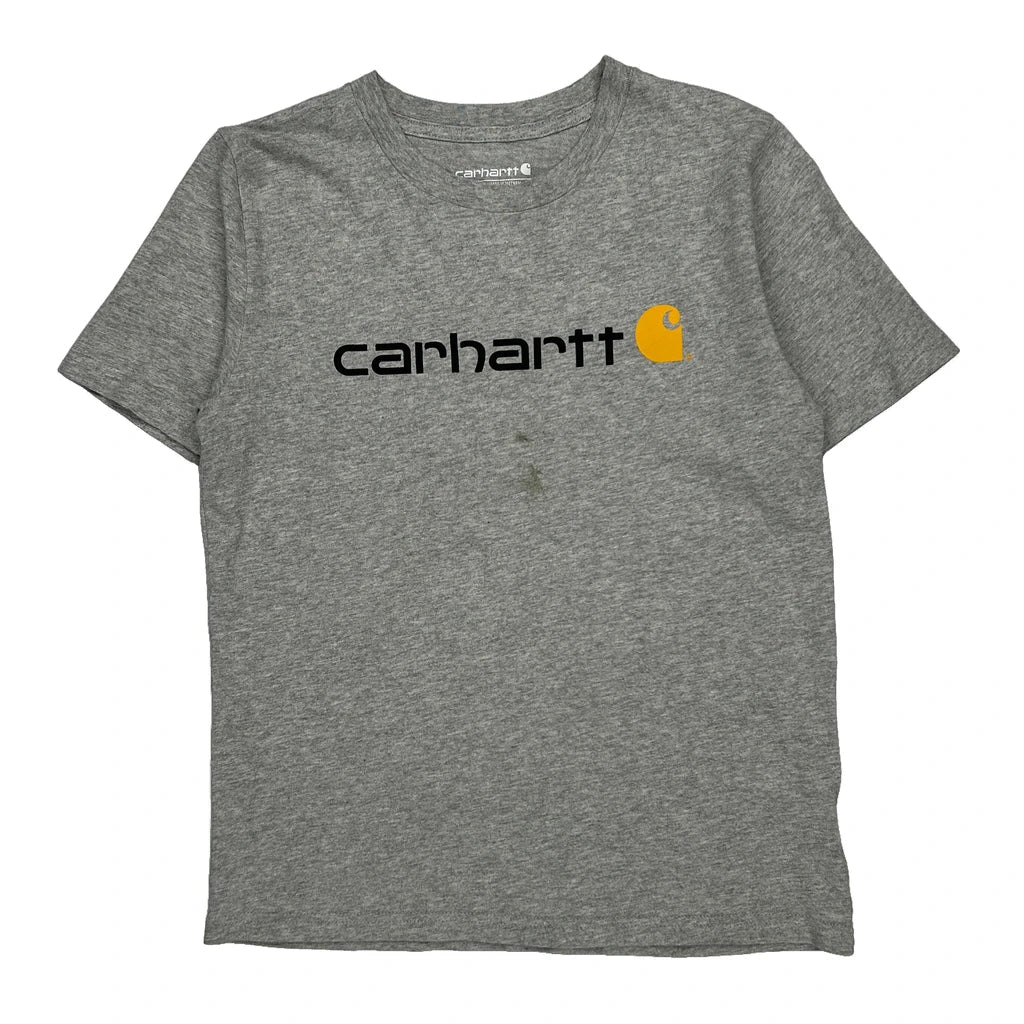 Age 8-10 Carhartt T-Shirt - Small Grey Cotton Refurbished - Thrifted (note: this is a term often used to describe second- refurbished available on Cerqular