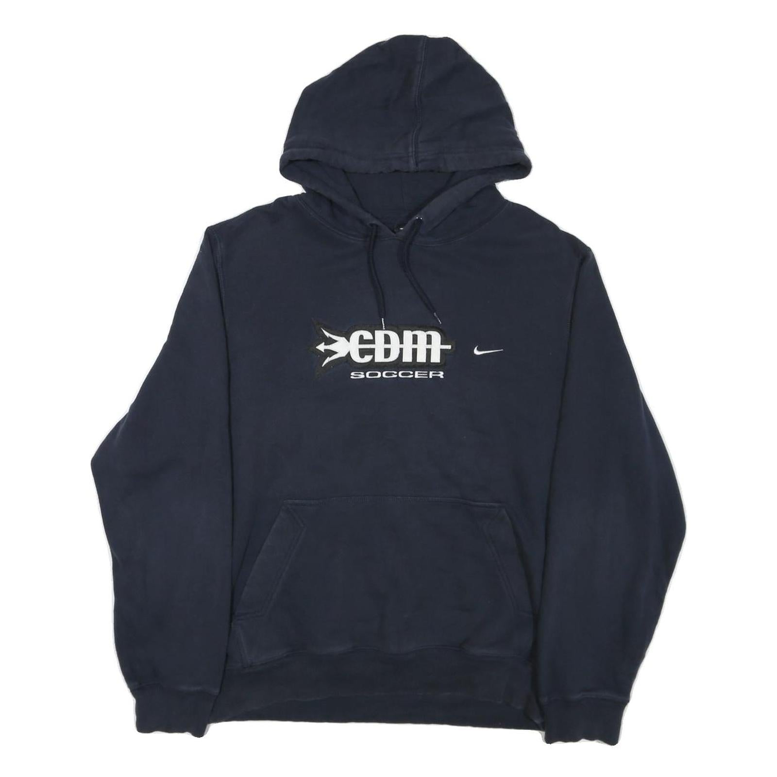 NIKE Mens Navy Blue Cotton Blend Pullover Hoodie L CDM Soccer Sweatshirt Refurbished - N/A refurbished available on Cerqular