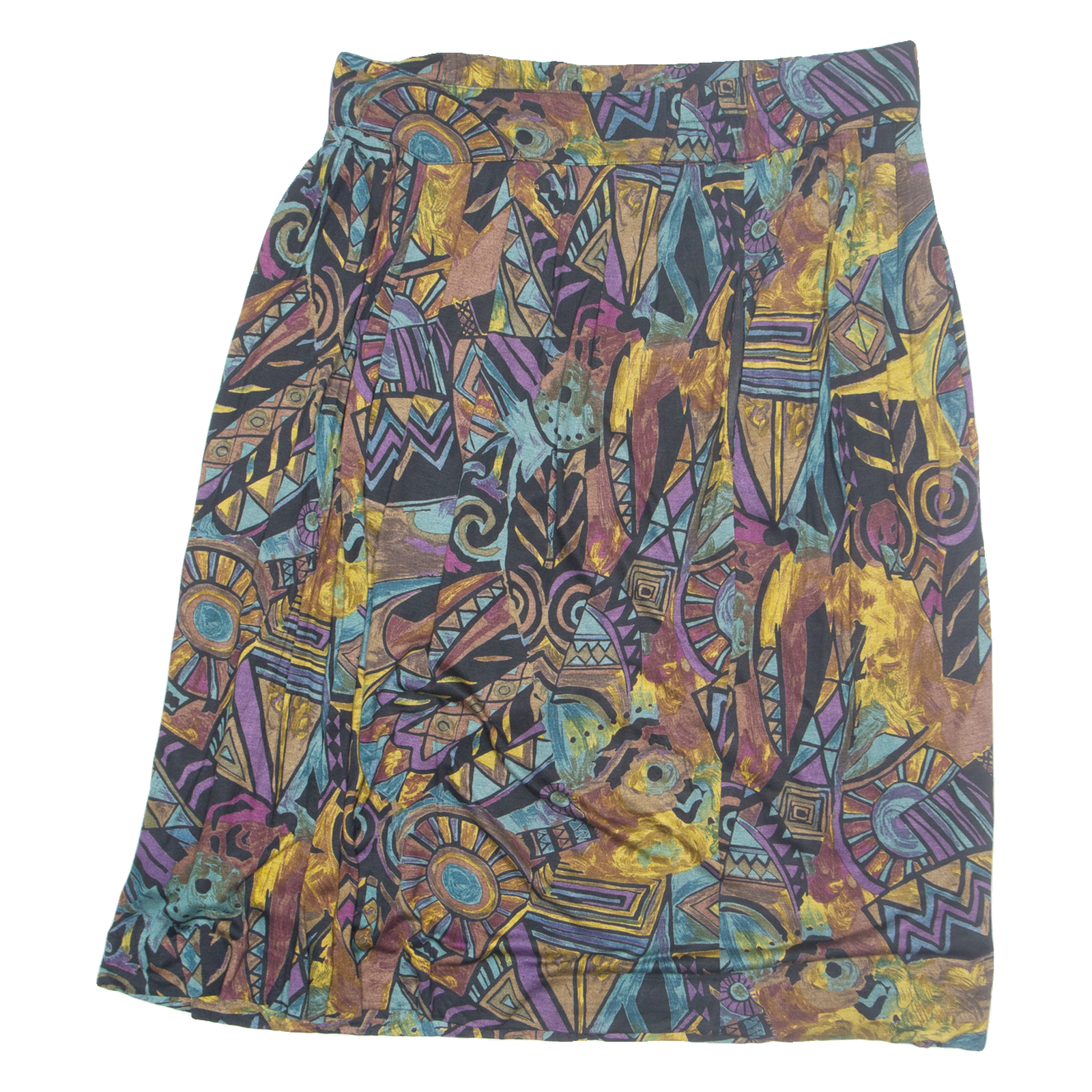 Womens Peasant Skirt Black Midi Viscose Crazy Pattern L Refurbished - N/A refurbished available on Cerqular
