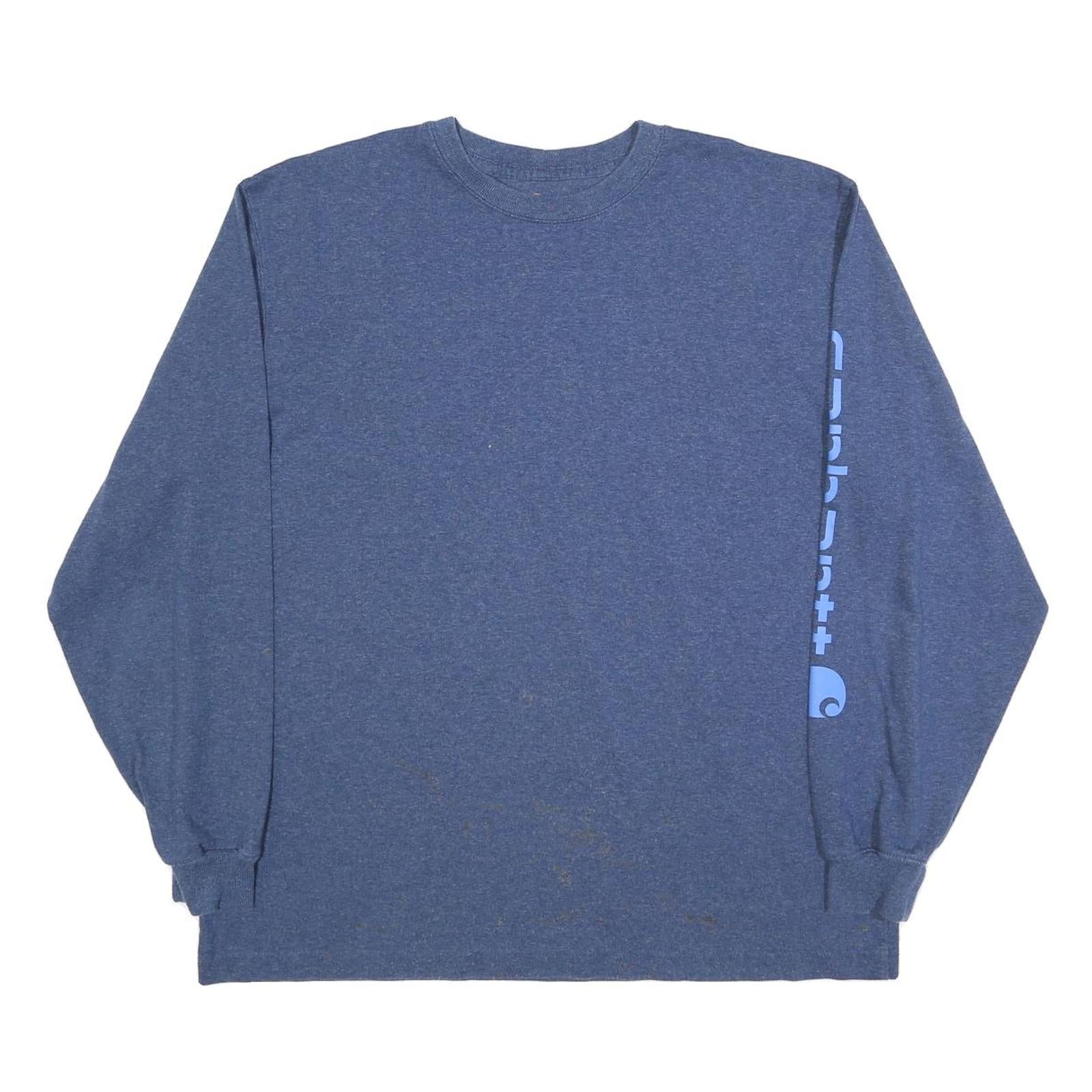 CARHARTT Mens Blue Long Sleeve Crew Neck Cotton Blend T-Shirt L Sleeve Logo Refurbished - N/A refurbished available on Cerqular