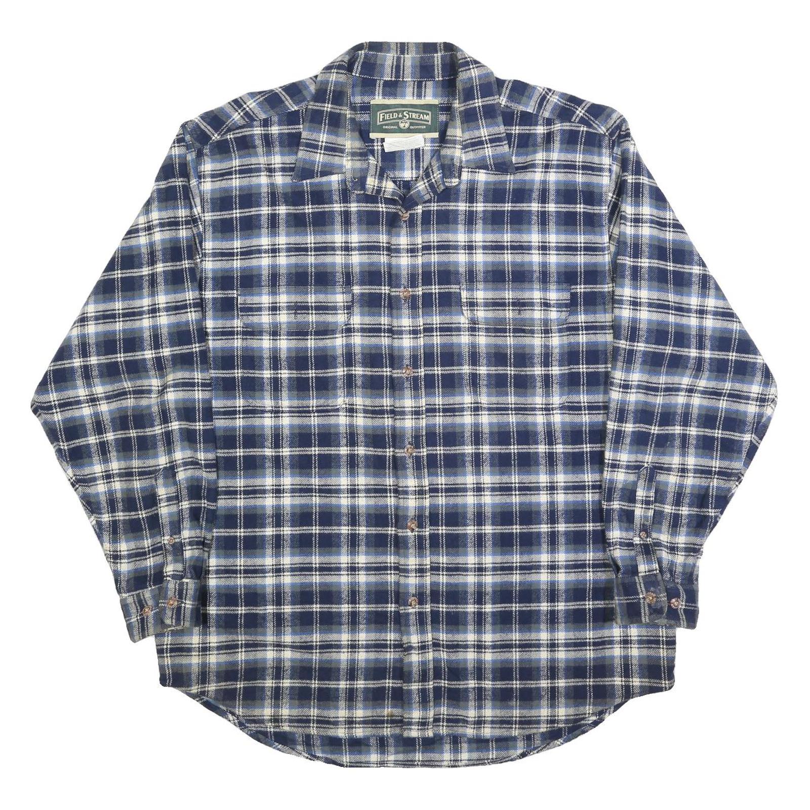 FIELD & STREAM Mens Blue & White Plaid Shirt XL Cotton Blend Casual Button Down Refurbished - N/A refurbished available on Cerqular