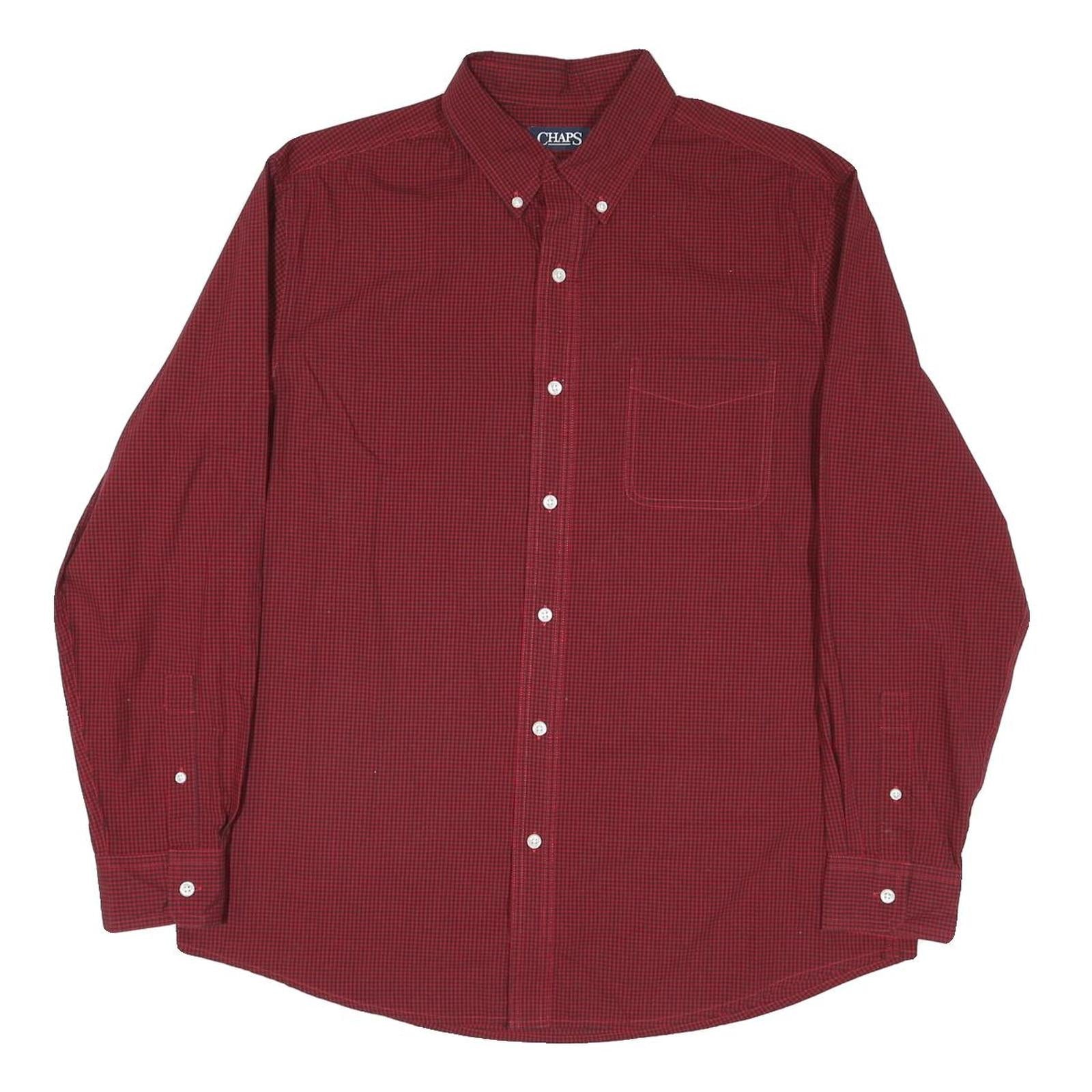 TOMMY HILFIGER Mens Red Cotton Blend Shirt L Classic Check Button-Down Collar Refurbished - N/A refurbished available on Cerqular