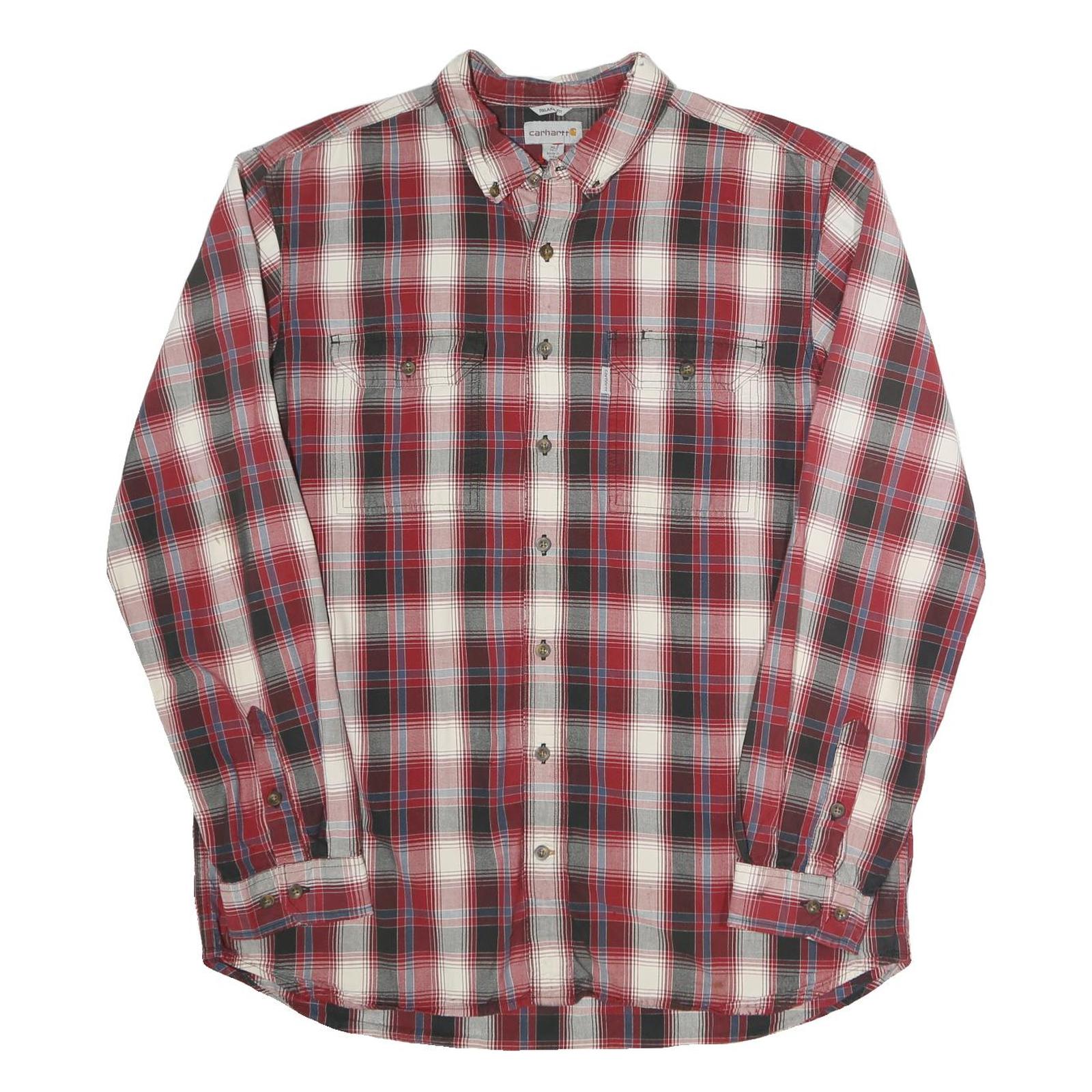 CARHARTT Mens Red Black & White Check Shirt XL Button-Down Collar Casual Refurbished - N/A refurbished available on Cerqular