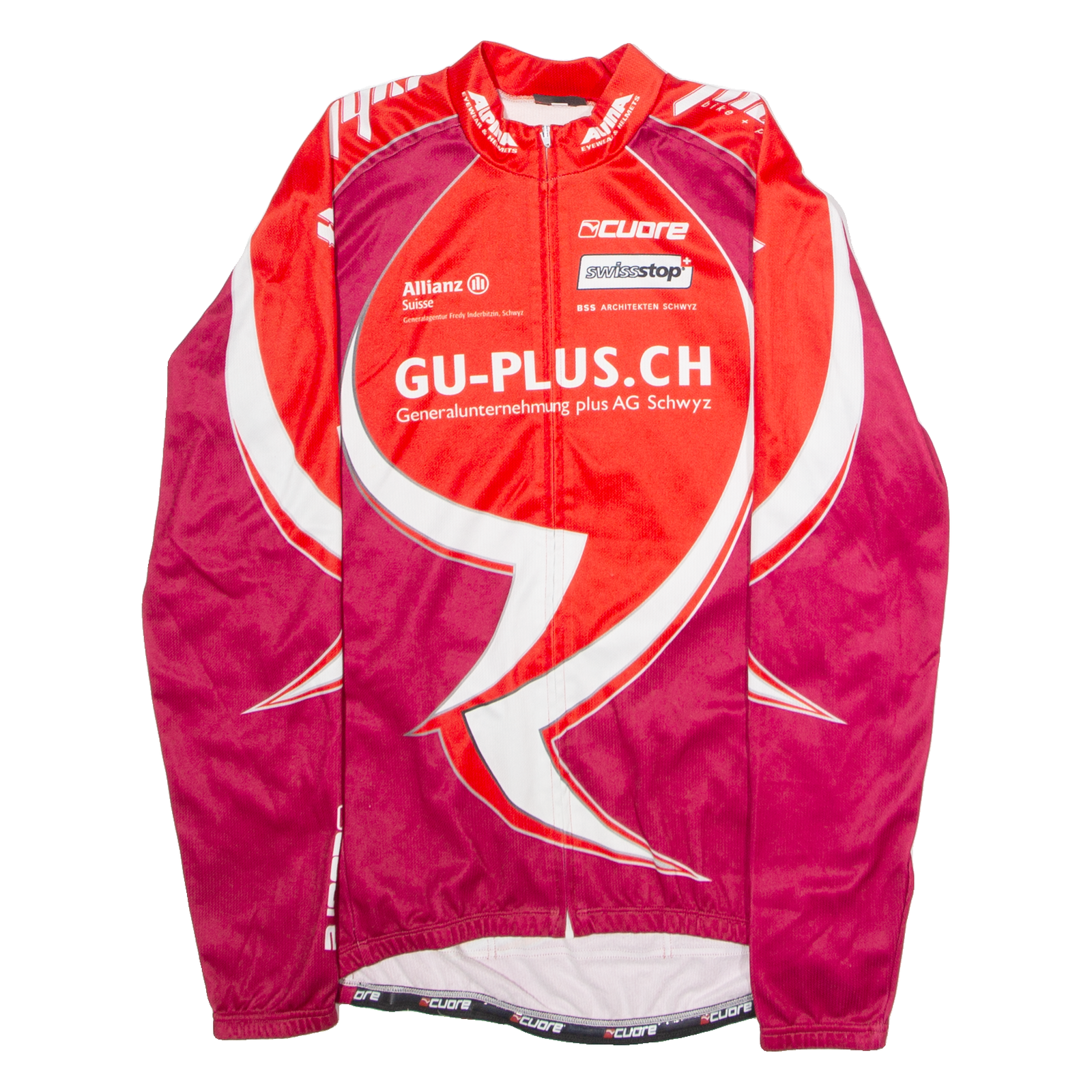 CUORE Full Zip Cycling Mens Jersey Maroon Long Sleeve High Neck M Refurbished - N/A refurbished available on Cerqular