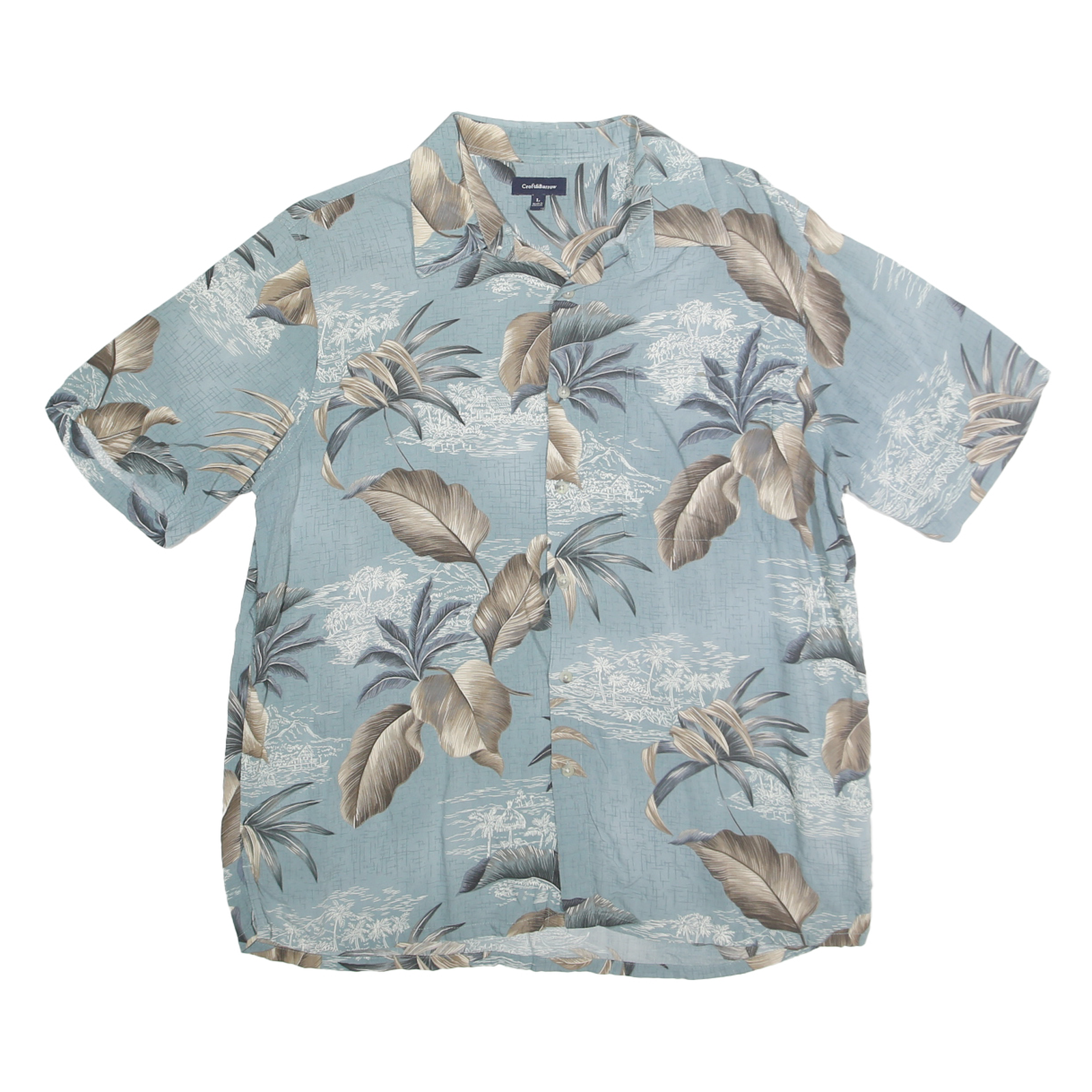 CROFT & BARROW Mens Blue Tropical Print Rayon Shirt L Summer Casual Refurbished - N/A refurbished available on Cerqular