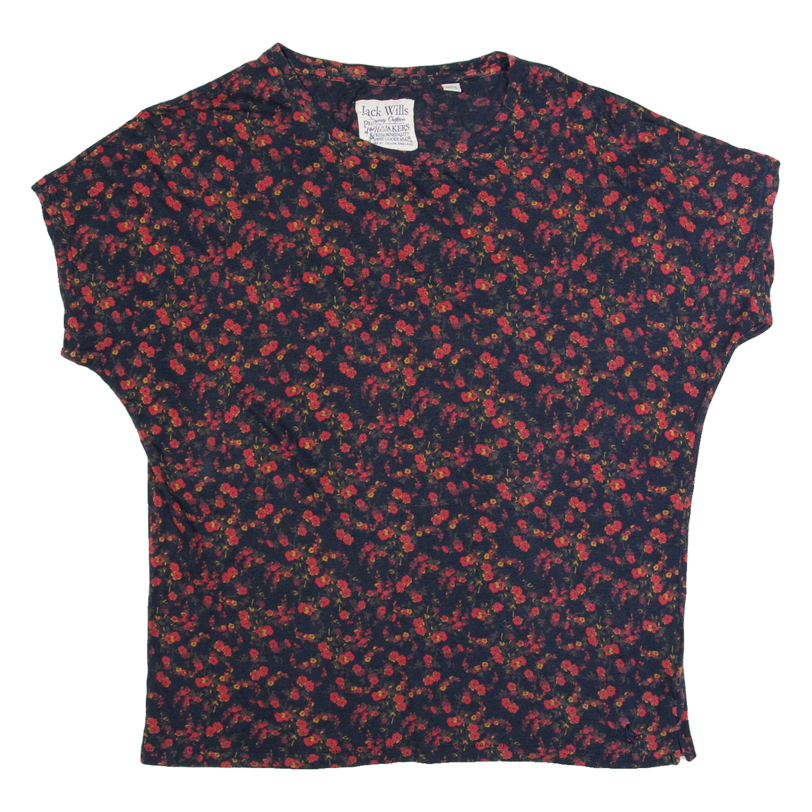 JACK WILLS Floral Womens T-Shirt Black UK 10 Refurbished - N/A refurbished available on Cerqular