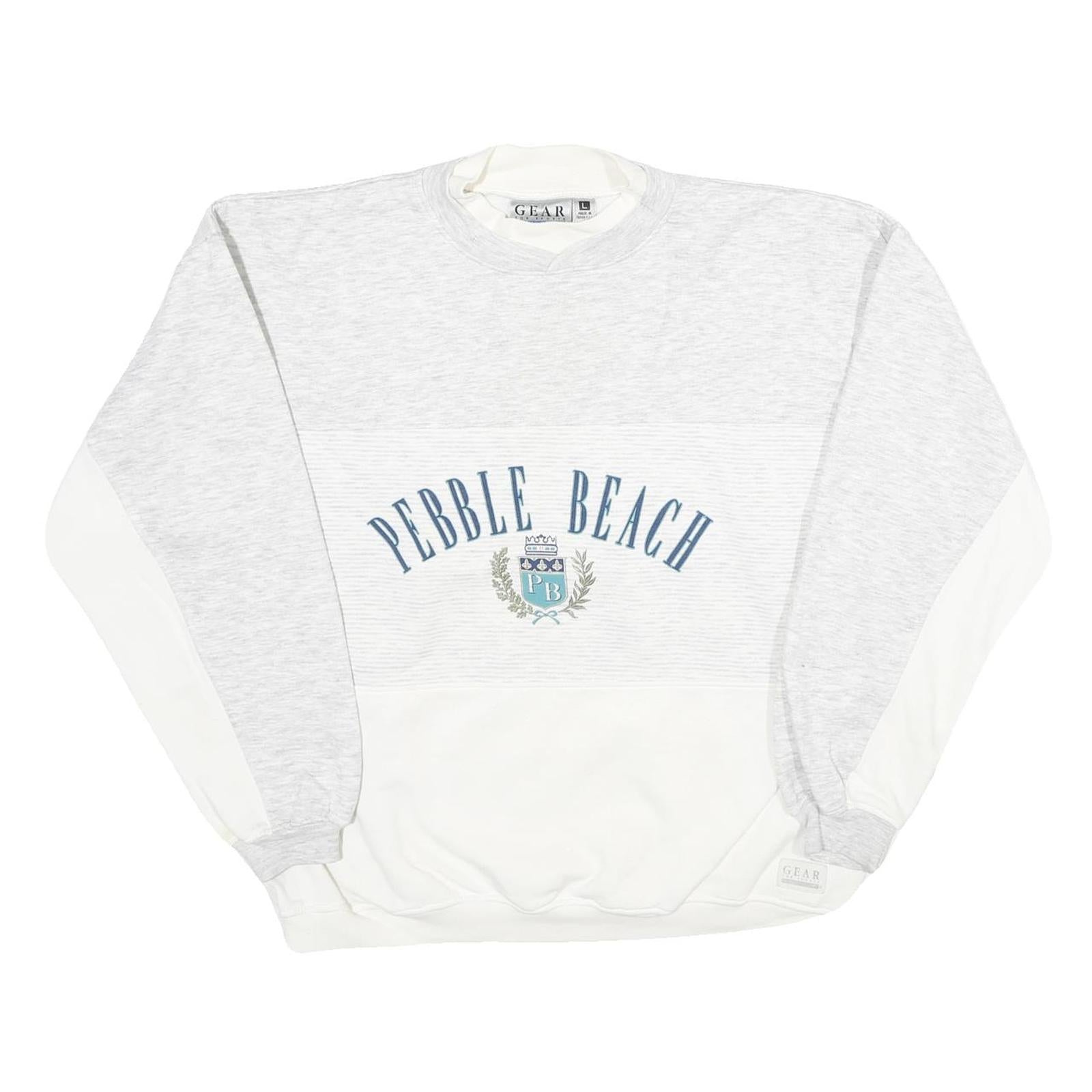 GEAR FOR SPORT Mens Grey & White Pebble Beach Crew Neck L Cotton Blend Refurbished - N/A refurbished available on Cerqular