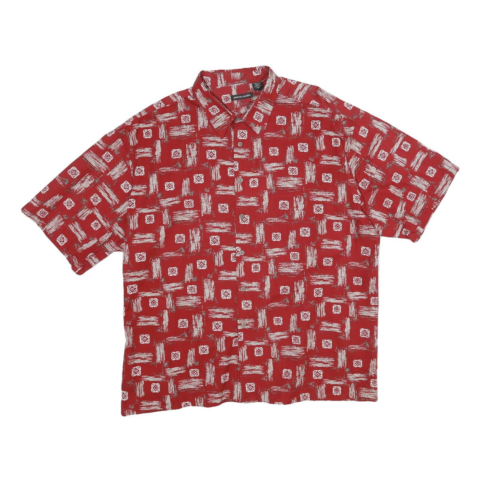 PIERRE CARDIN Mens Red Patterned Shirt 2XL Cotton Short Sleeve Casual Refurbished - N/A refurbished available on Cerqular