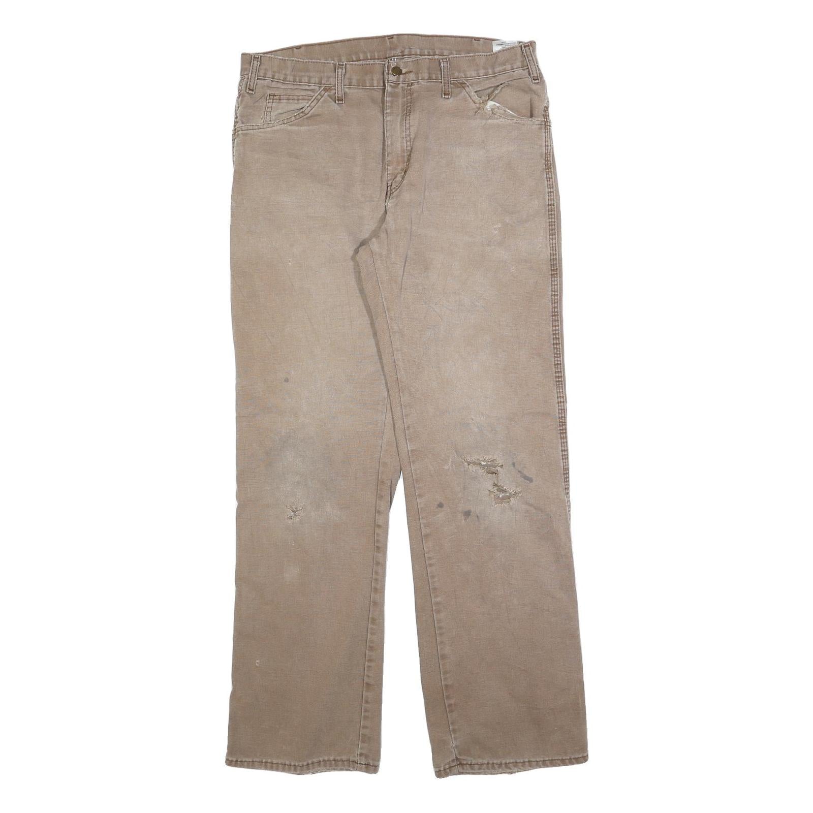 DICKIES Mens Relaxed Beige Cotton Blend Denim W34 L34 Workwear Zip Closure Refurbished - N/A refurbished available on Cerqular