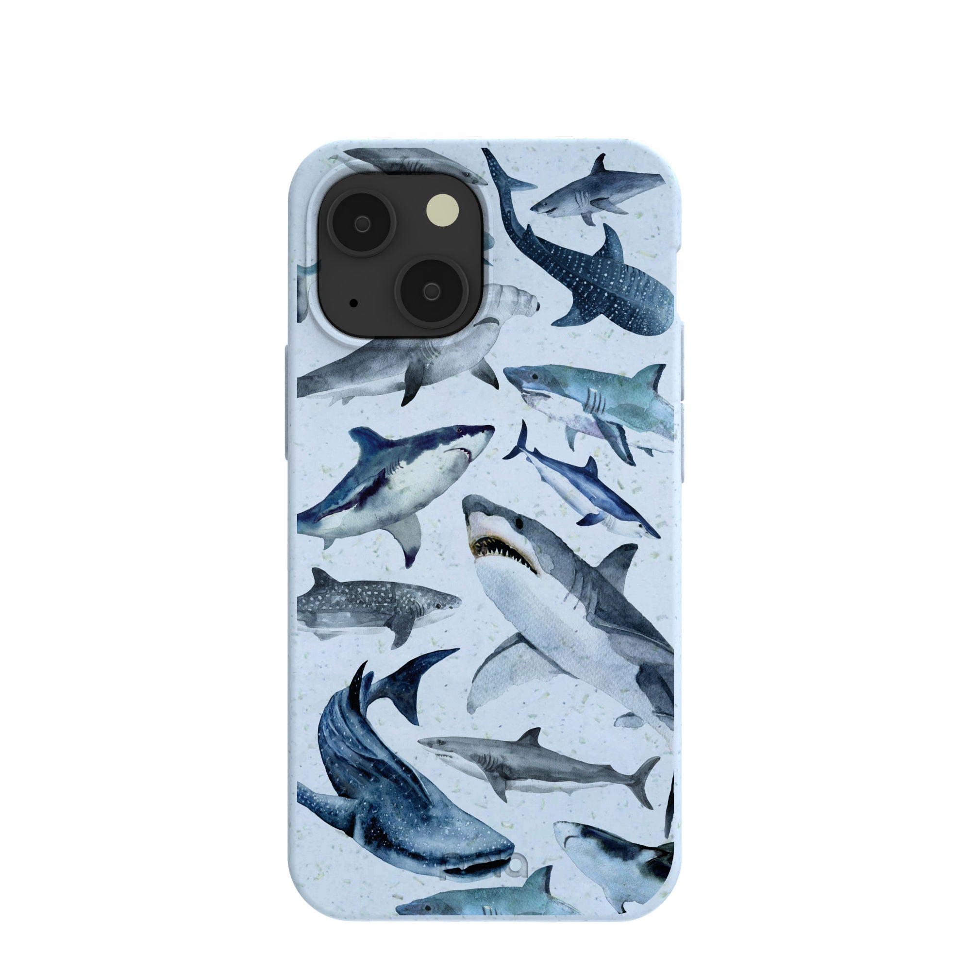 Powder Blue Sharks iPhone 13 Mini Case Refurbished - Pela Case refurbished available on Cerqular