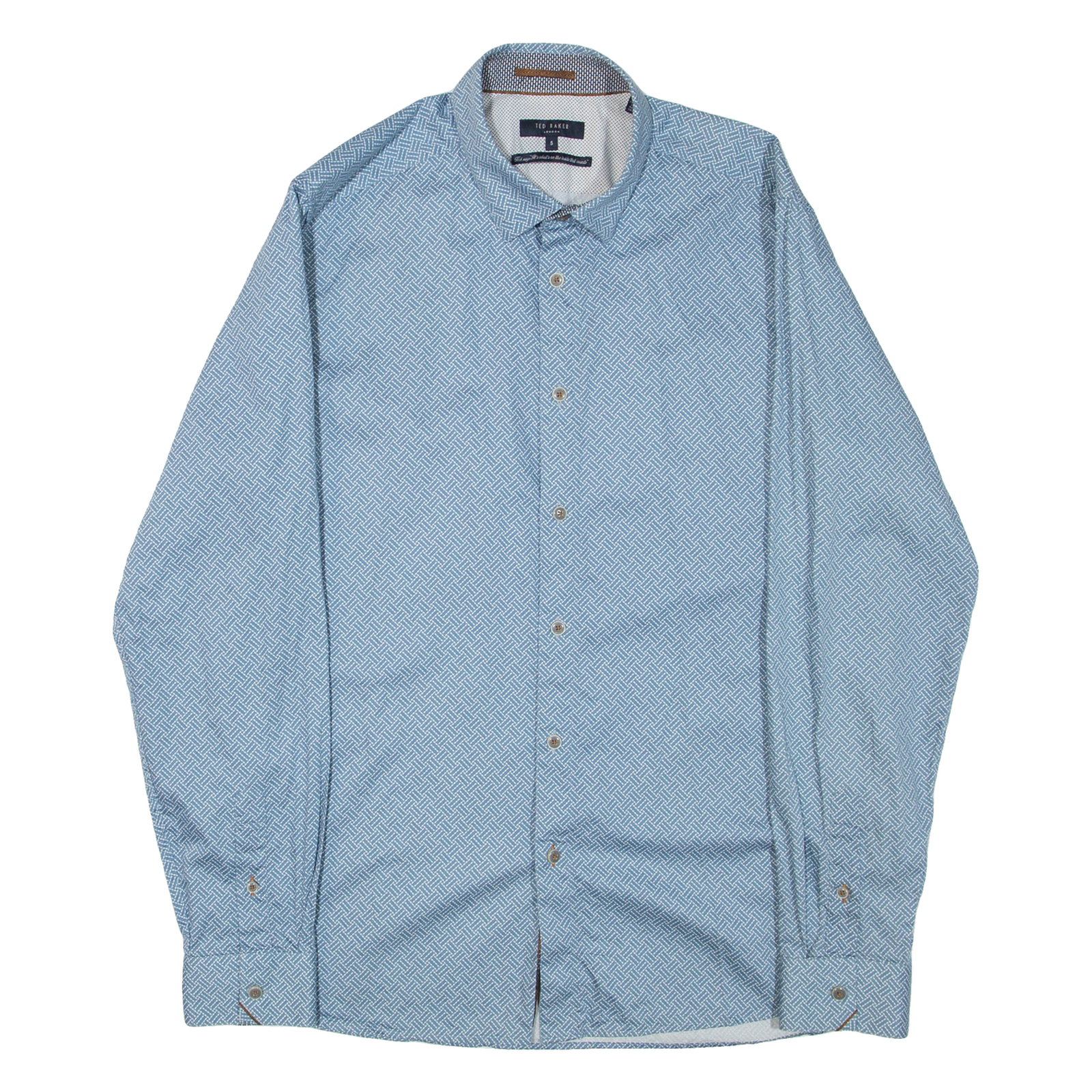 TED BAKER Mens Shirt Blue Geometric Long Sleeve L Refurbished - N/A refurbished available on Cerqular