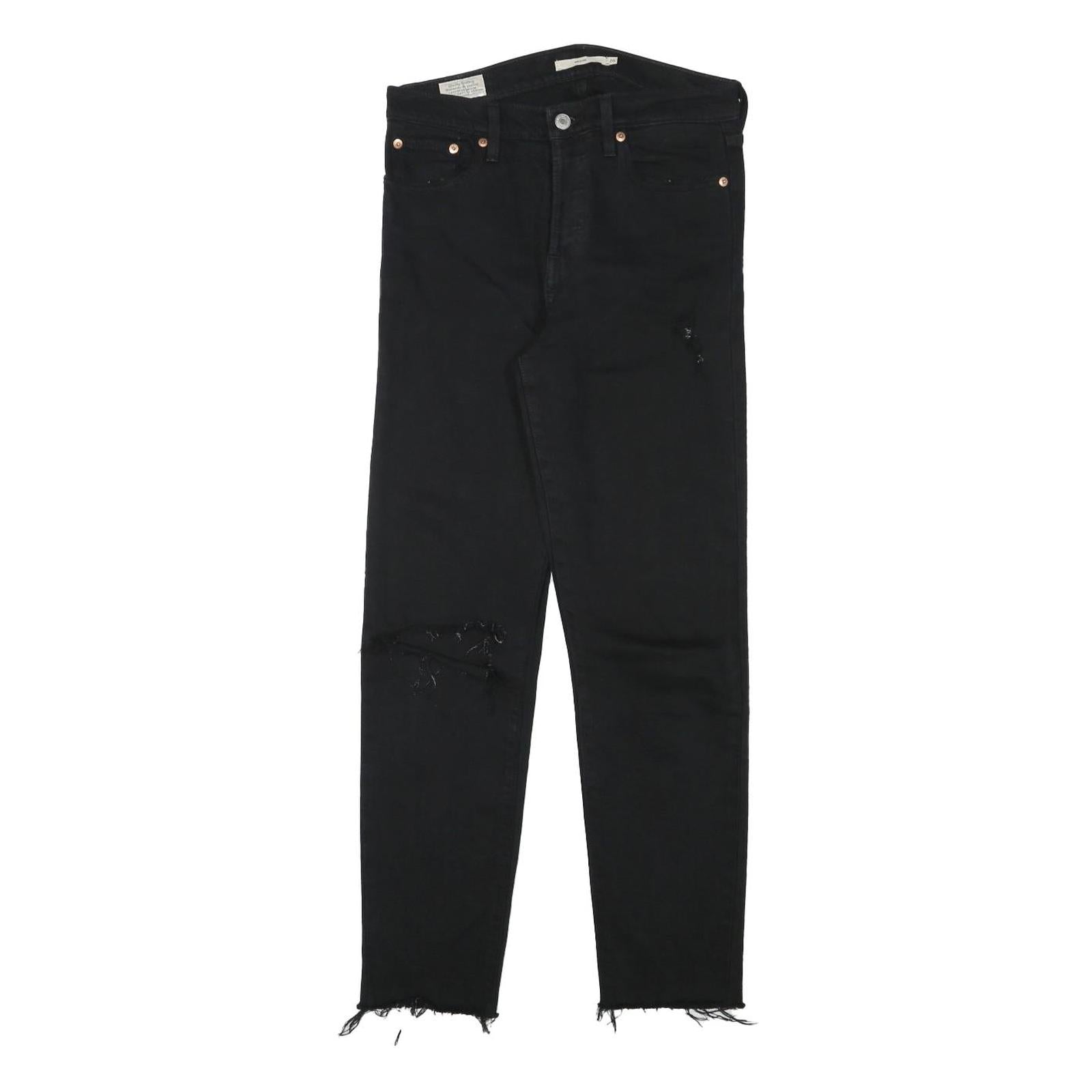 LEVI'S Womens Black Slim Skinny Denim Dark W28 L27 Raw Edge Ripped Jeans Refurbished - N/A refurbished available on Cerqular