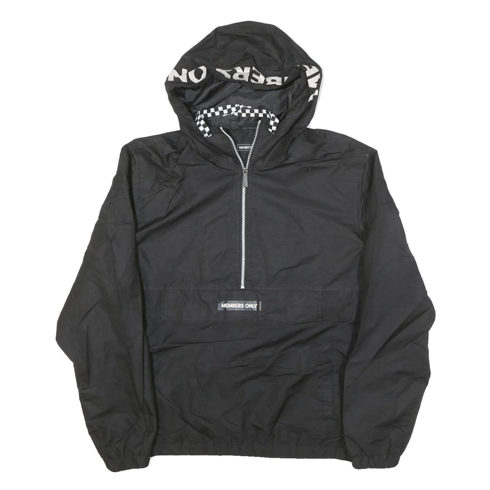 MEMBERS ONLY Mens Black Hooded Zip Jacket L Polyester Blend Plain Lightweight Refurbished - N/A refurbished available on Cerqular