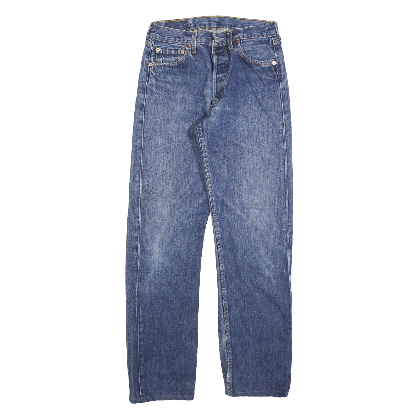 LEVI'S 501 Mens Jeans Blue Regular Straight Denim Medium W26 L29 Classic Button Refurbished - N/A refurbished available on Cerqular