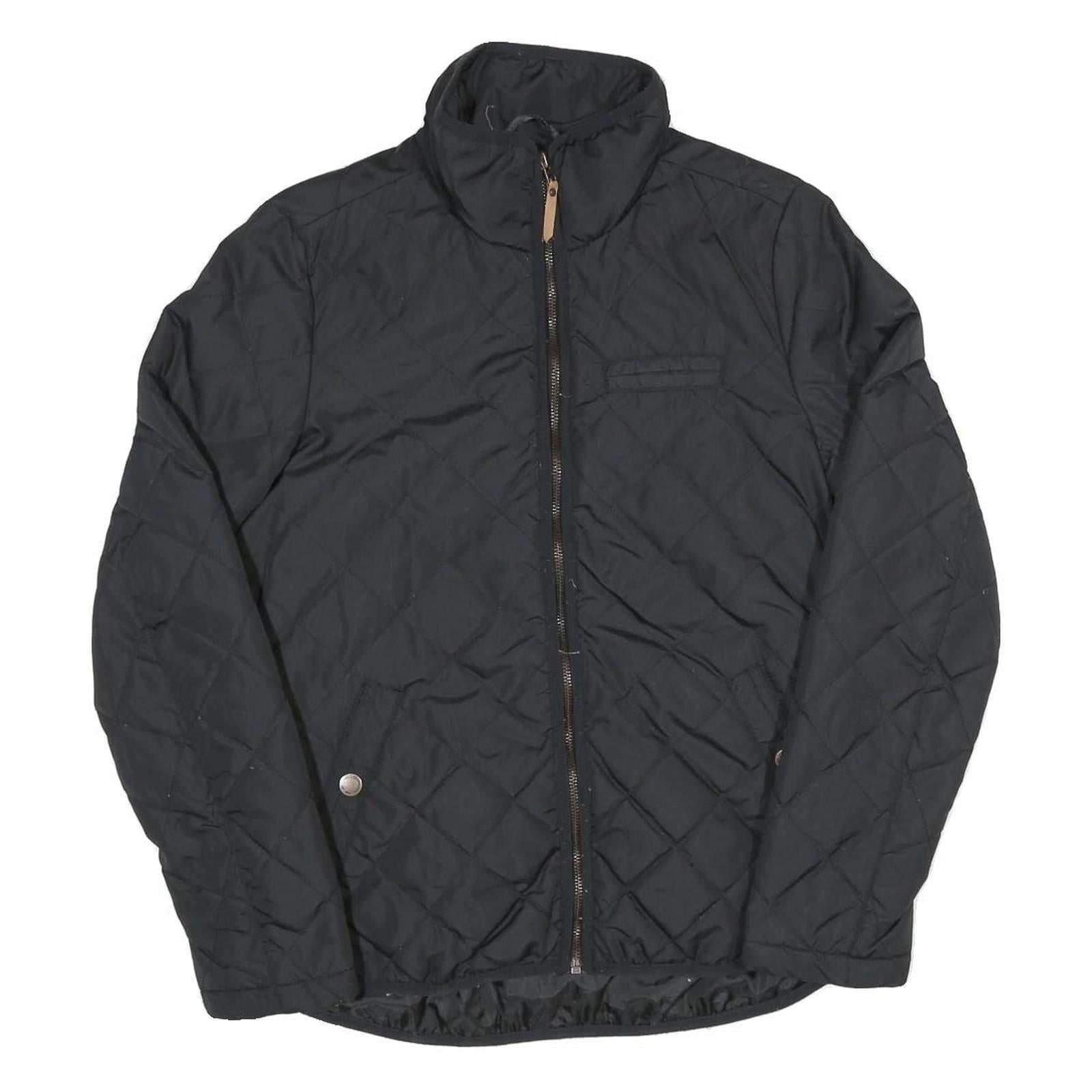Womens Black Quilted Jacket UK 10 Polyester Blend Zip Closure Casual Outerwear Refurbished - N/A refurbished available on Cerqular