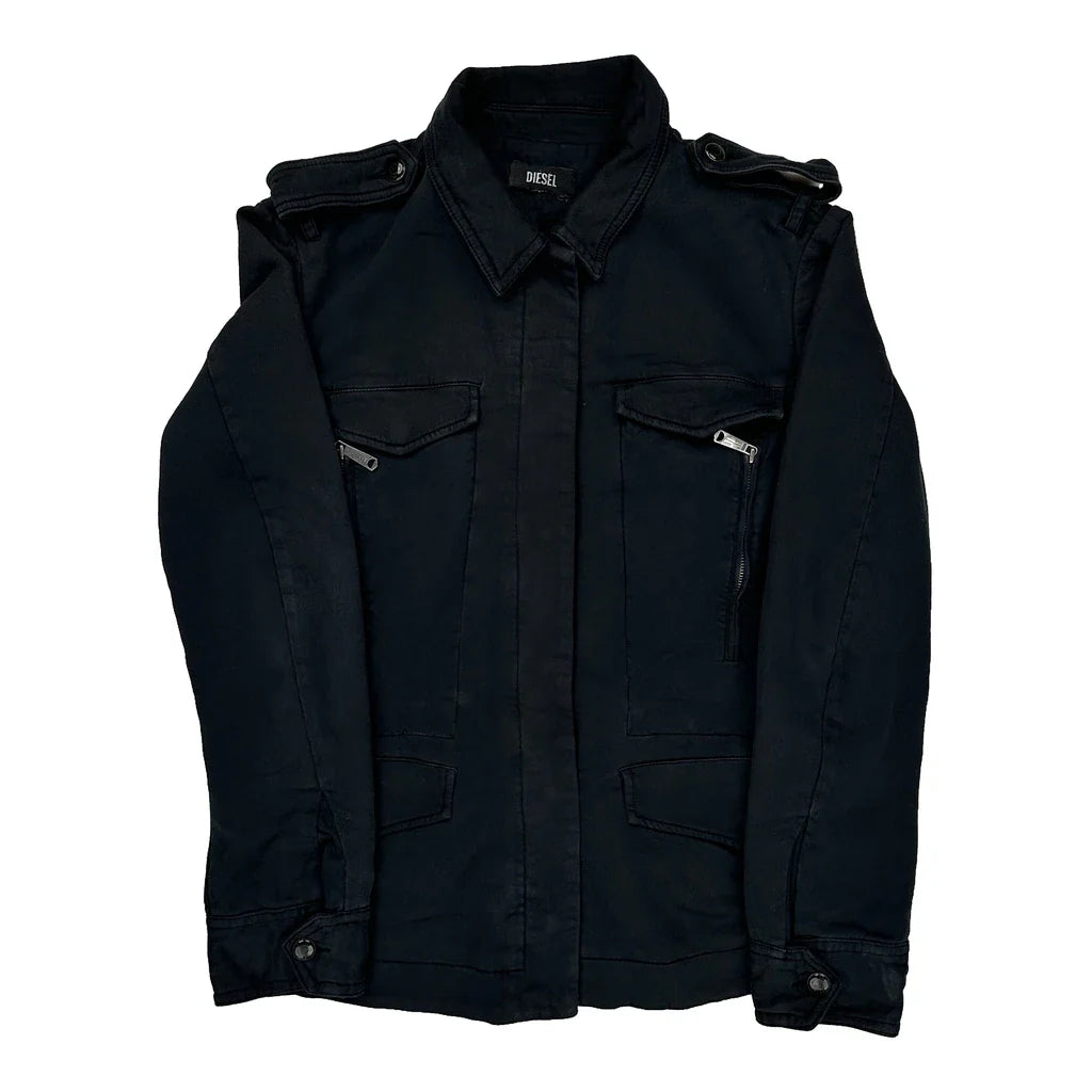 Diesel Jacket - Large Black Cotton Refurbished - Thrifted (note: this is a term often used to describe second- refurbished available on Cerqular