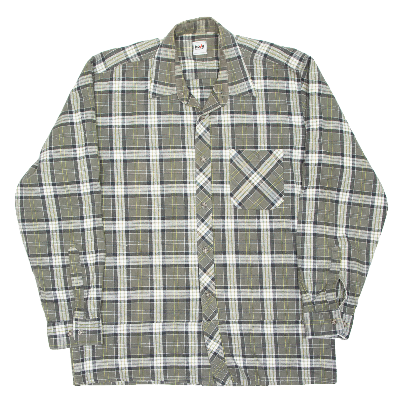 HEAVY FIRST CLASS Mens Flannel Shirt Green Check Long Sleeve L Refurbished - N/A refurbished available on Cerqular