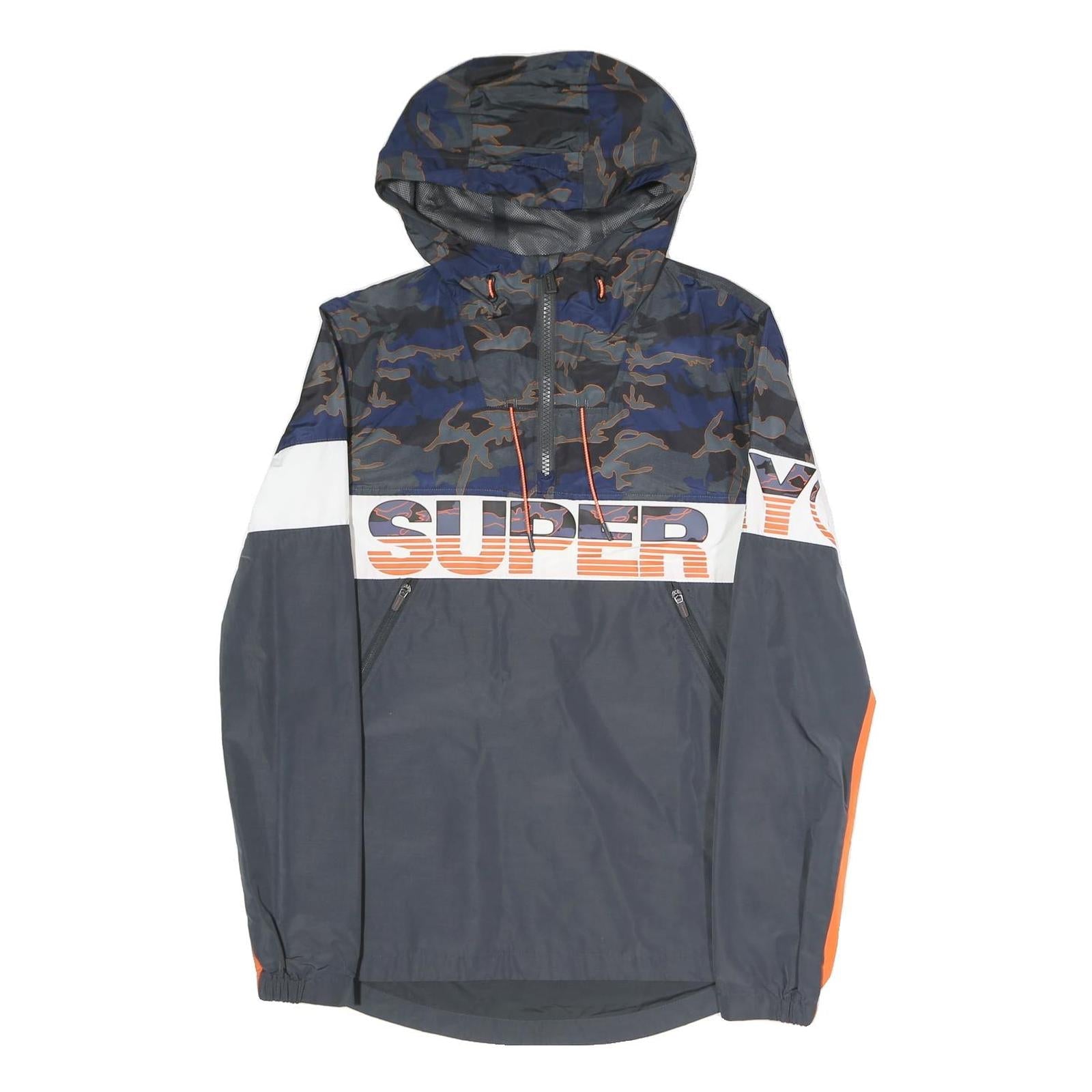 SUPERDRY Mens Blue & Grey Colourblock Camouflage Outdoor Jacket S Polyester Refurbished - N/A refurbished available on Cerqular
