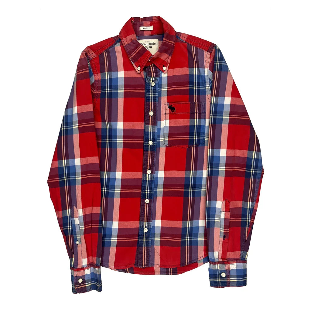 Abercrombie & Fitch Checked Shirt - Medium White Cotton Refurbished - Thrifted (note: this is a term often used to describe second- refurbished available on Cerqular