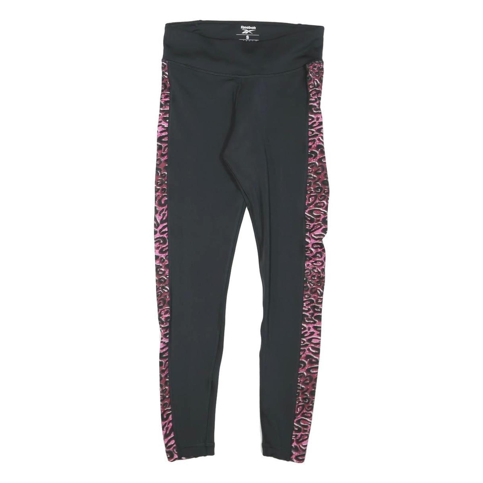 REEBOK Womens Joggers Black & Pink Animal Print Slim Tapered S W26 L26 Fitness Refurbished - N/A refurbished available on Cerqular