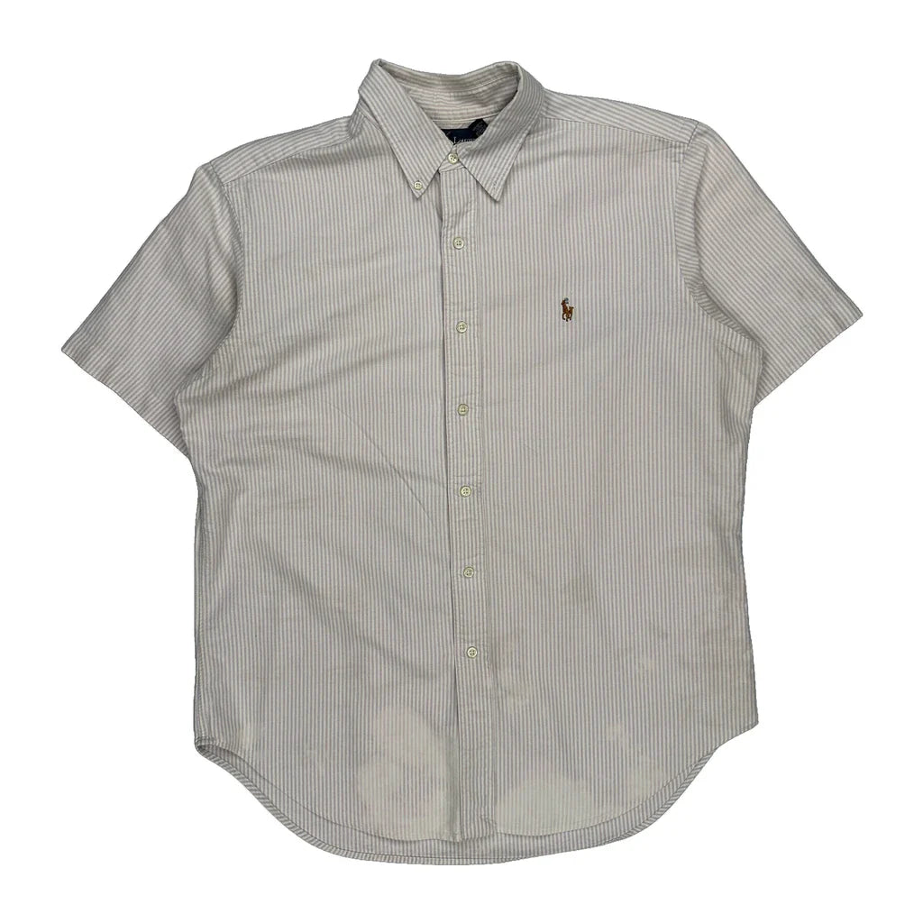 Ralph Lauren Striped Short Sleeve Shirt - Large Pink Cotton Refurbished - Thrifted (note: this is a term often used to describe second- refurbished available on Cerqular