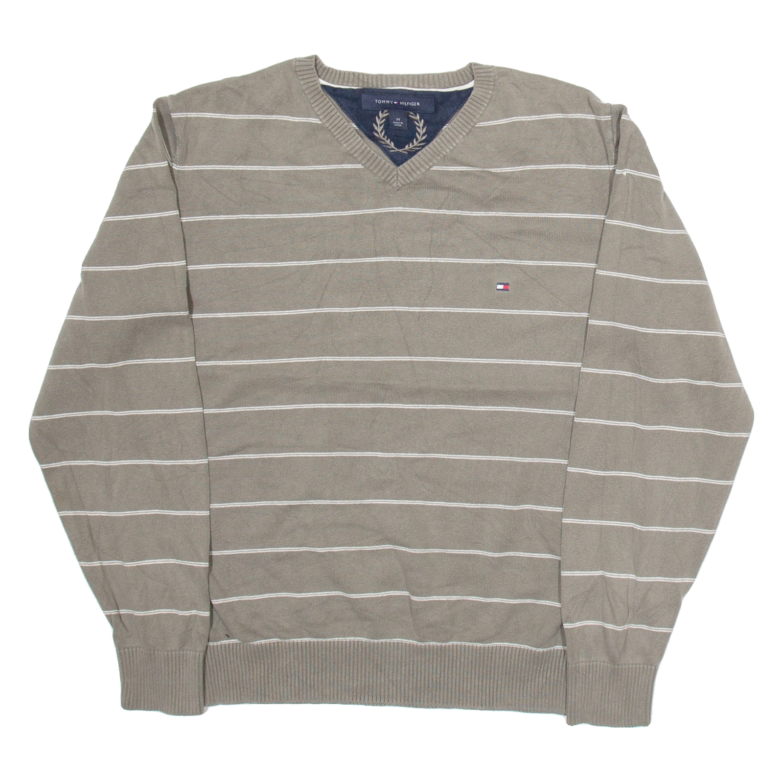 Buy TOMMY HILFIGER Mens Jumper Brown Striped V-Neck Tight Knit M Refurbished - $28.59 TOMMY HILFIGER Mens Jumper Brown Striped V-Neck Tight Knit M Refurbished - N/A refurbished available on Cerqular