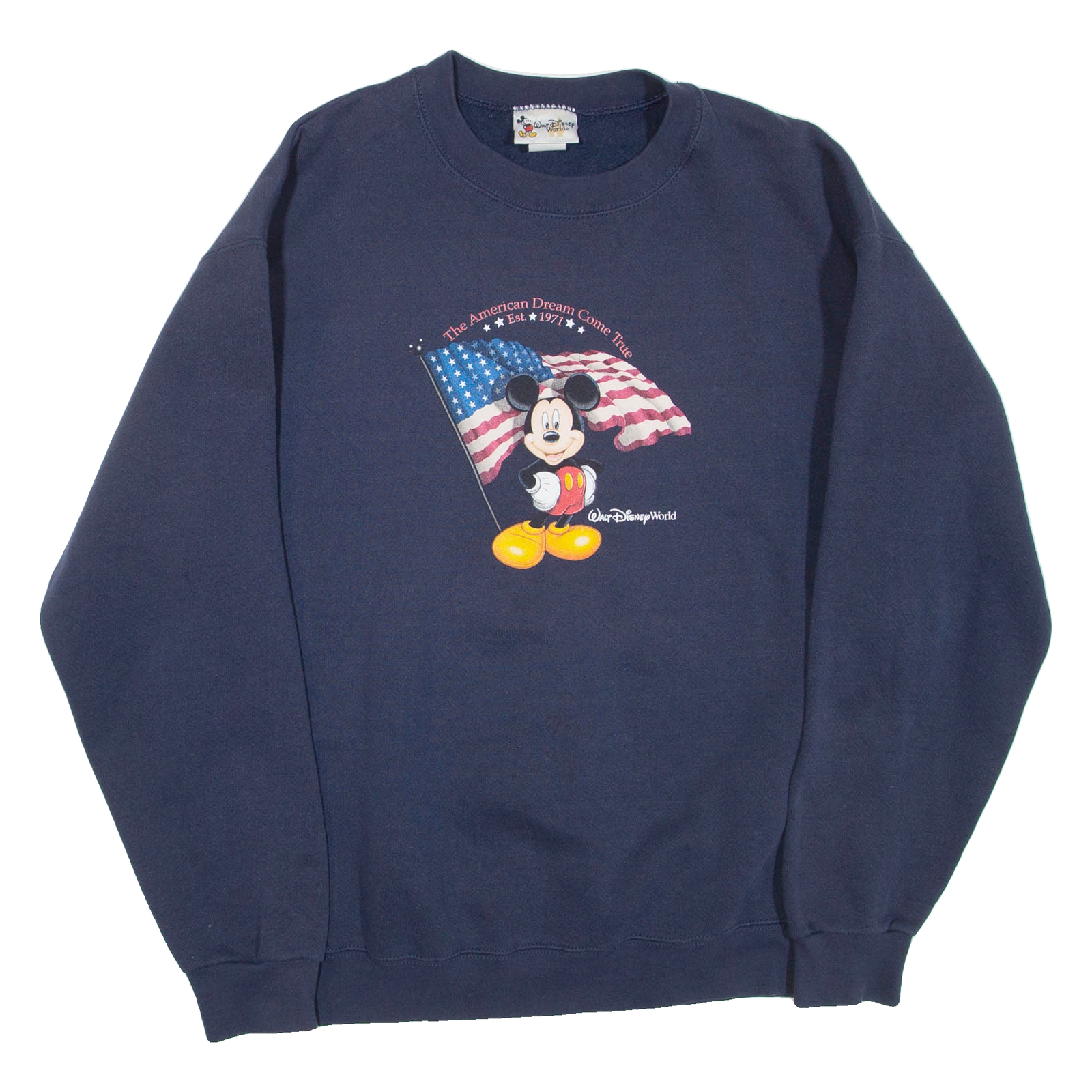 WALT DISNEY WORLD Mickey Mouse Mens Sweatshirt Blue Crew Neck USA M Refurbished - N/A refurbished available on Cerqular