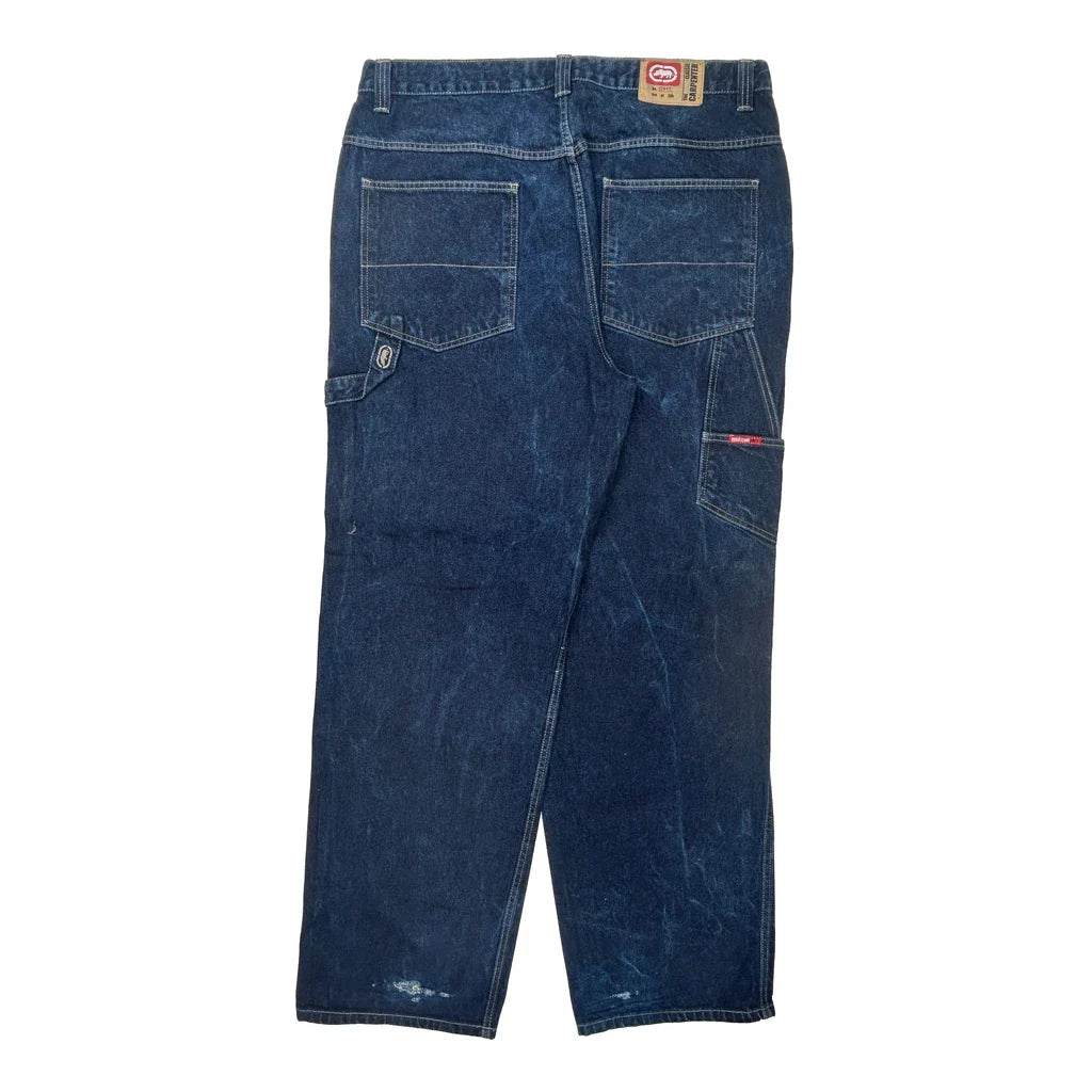 Ecko Unltd Cargo Carpenter Jeans - 40W 30L Blue Cotton Refurbished - Thrifted (note: this is a term often used to describe second- refurbished available on Cerqular
