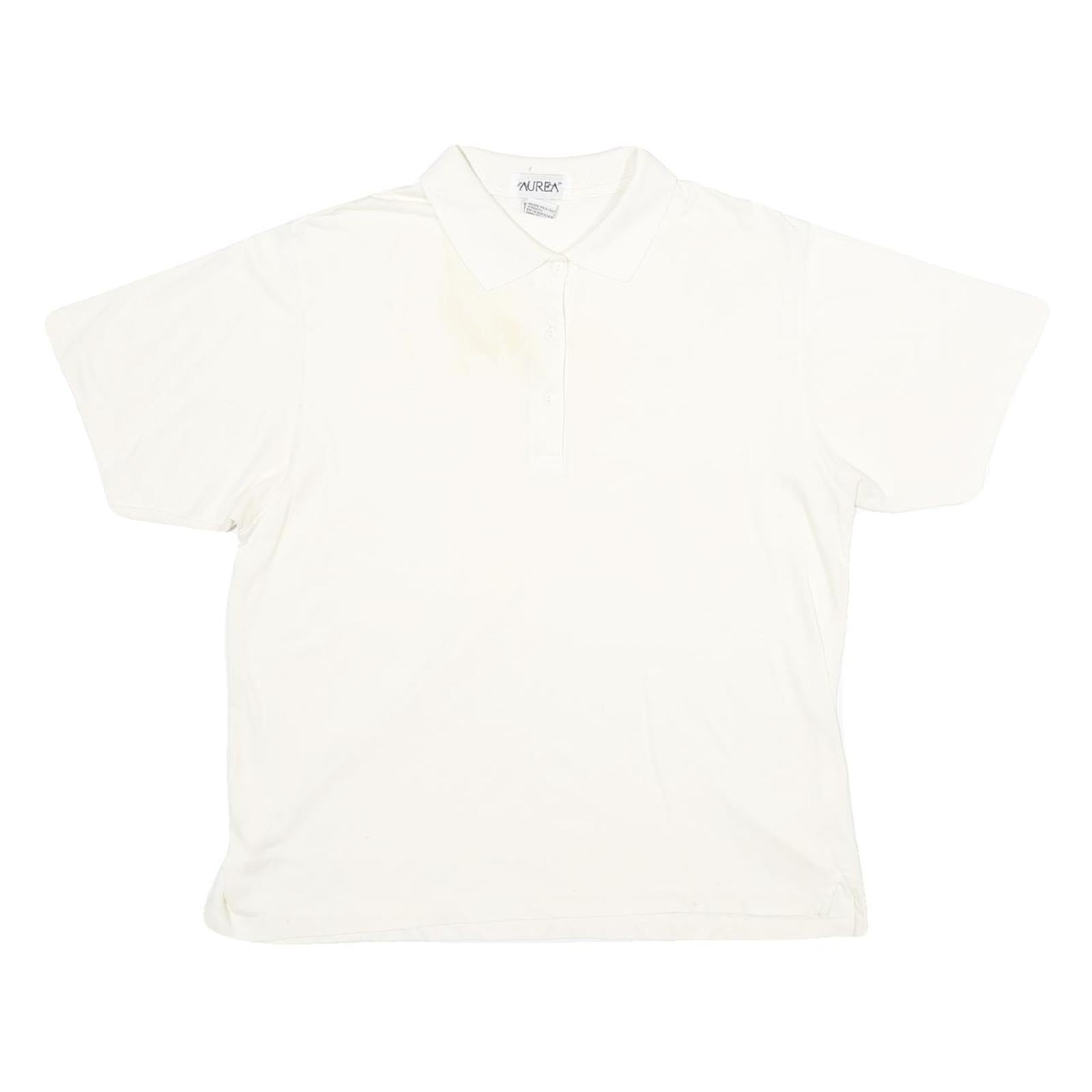 AUREA Mens White Short Sleeve Plain Polo Shirt L Cotton Blend Classic Refurbished - N/A refurbished available on Cerqular