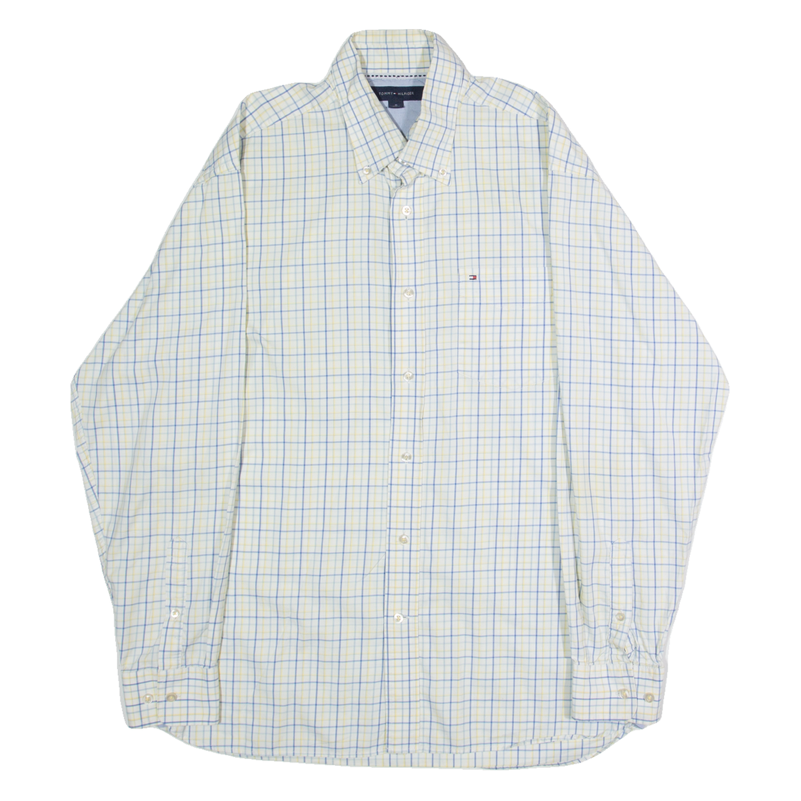 TOMMY HILFIGER Mens Shirt White Plaid Long Sleeve M Refurbished - N/A refurbished available on Cerqular