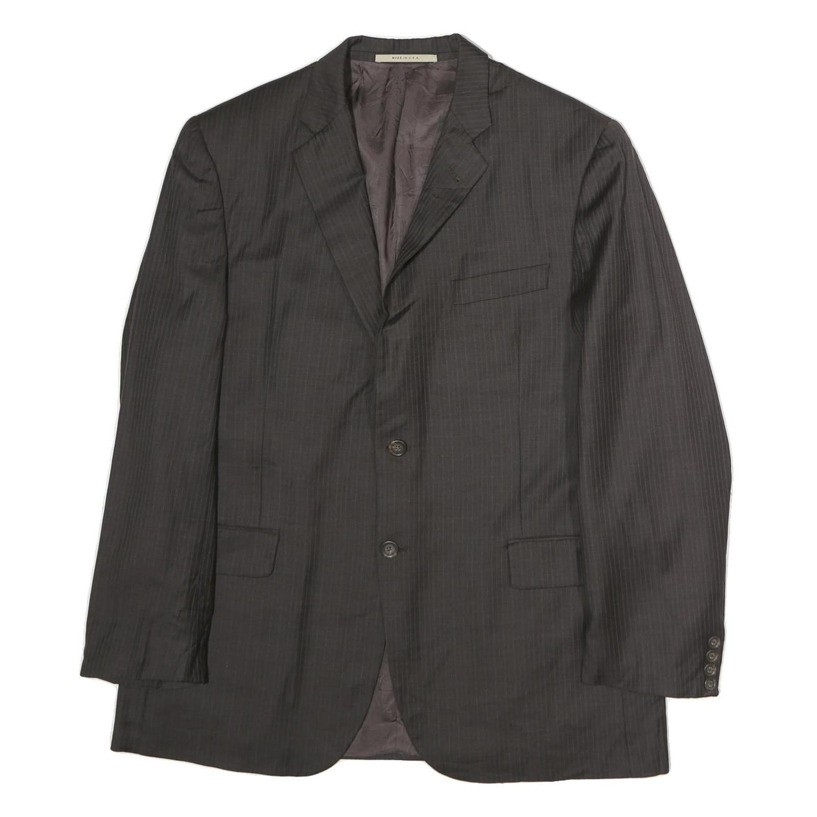 BURBERRY Mens Black Pinstripe Jacket L Cotton Classic Tailored Button Closure Refurbished - N/A refurbished available on Cerqular