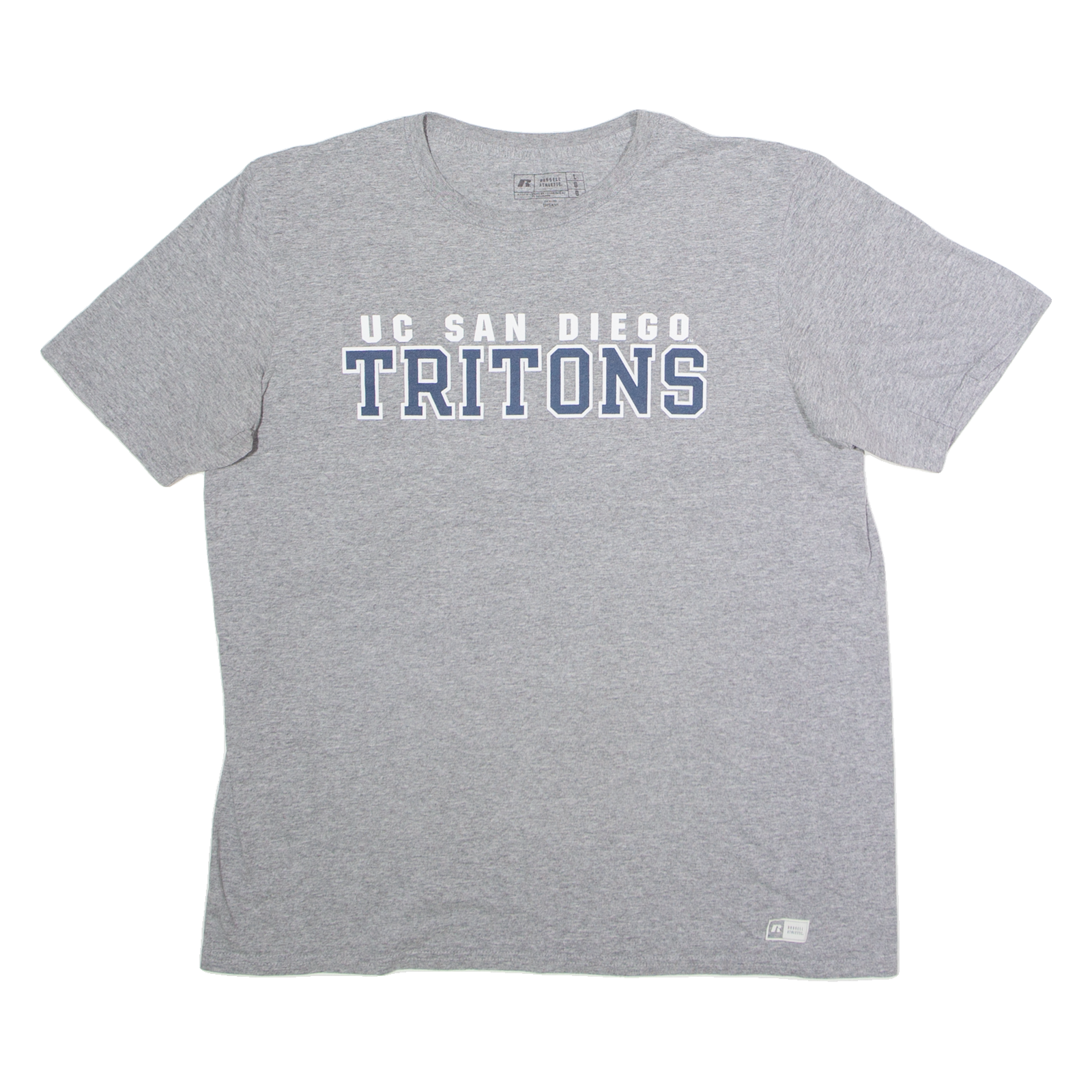 RUSSELL ATHLETIC UC San Diego Tritons Mens T-Shirt Grey USA Crew Neck L Refurbished - N/A refurbished available on Cerqular