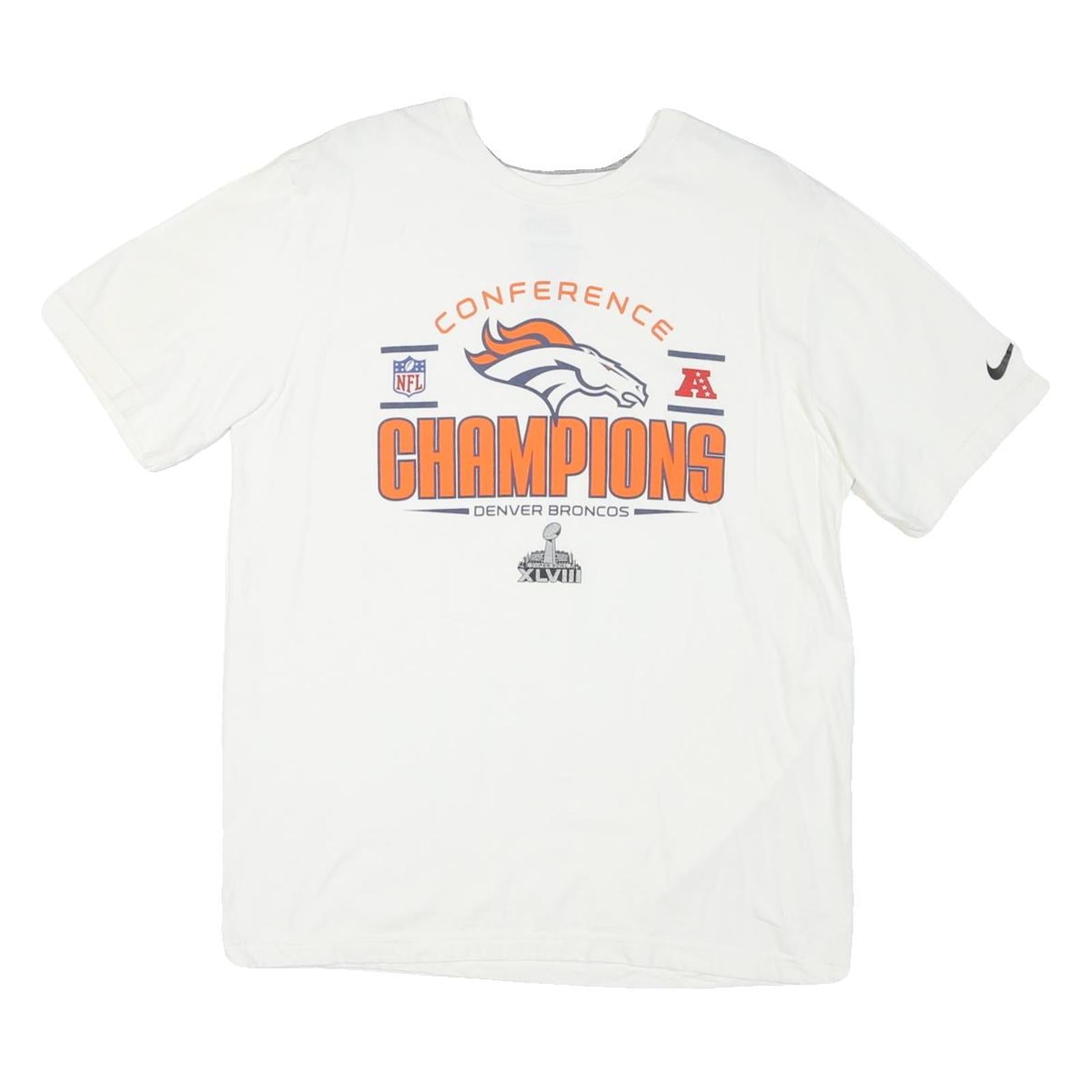 NIKE Mens White Denver Broncos Conference Champions Graphic T-Shirt L Crew Neck Refurbished - N/A refurbished available on Cerqular