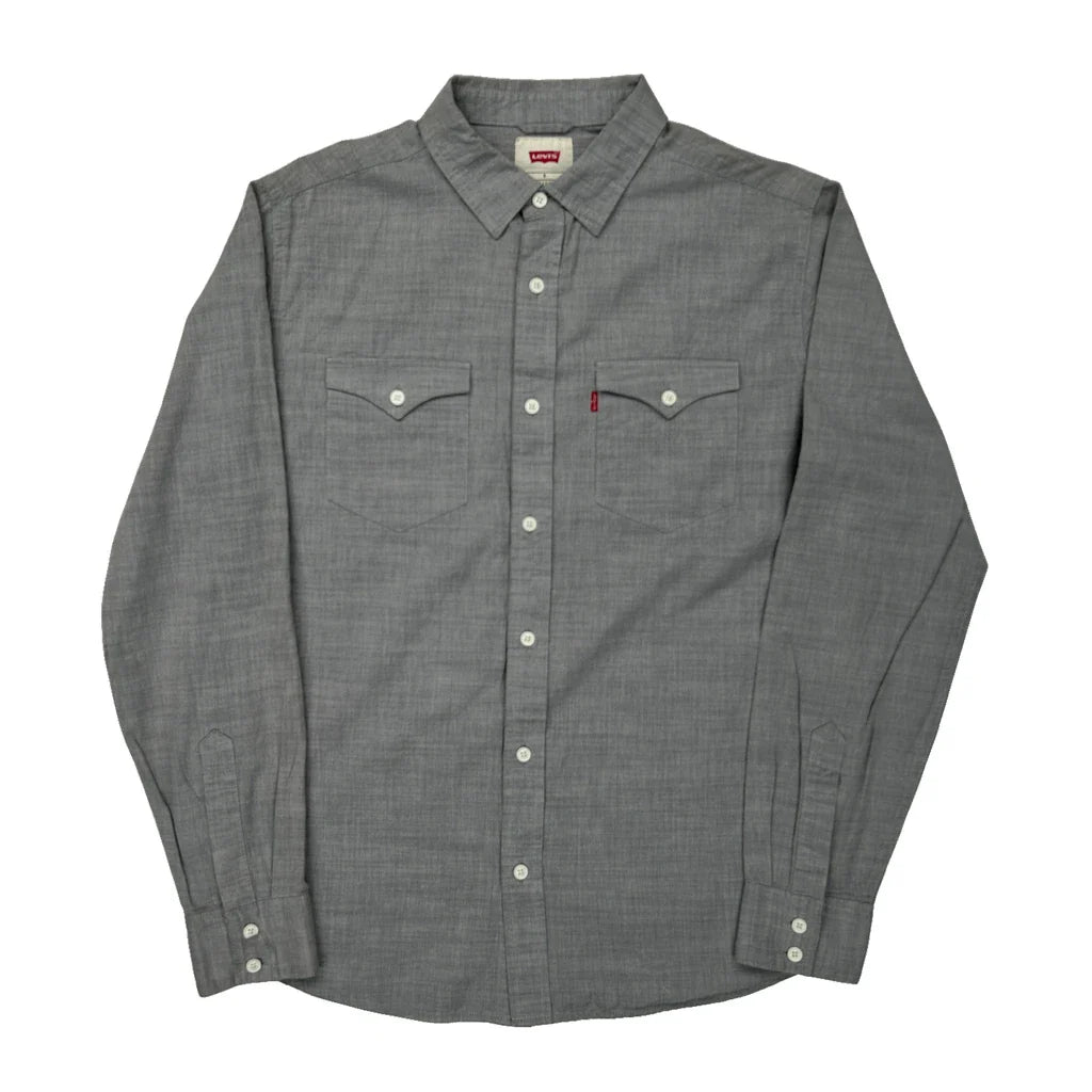 Levis Shirt - Small Grey Cotton Refurbished - Thrifted (note: this is a term often used to describe second- refurbished available on Cerqular
