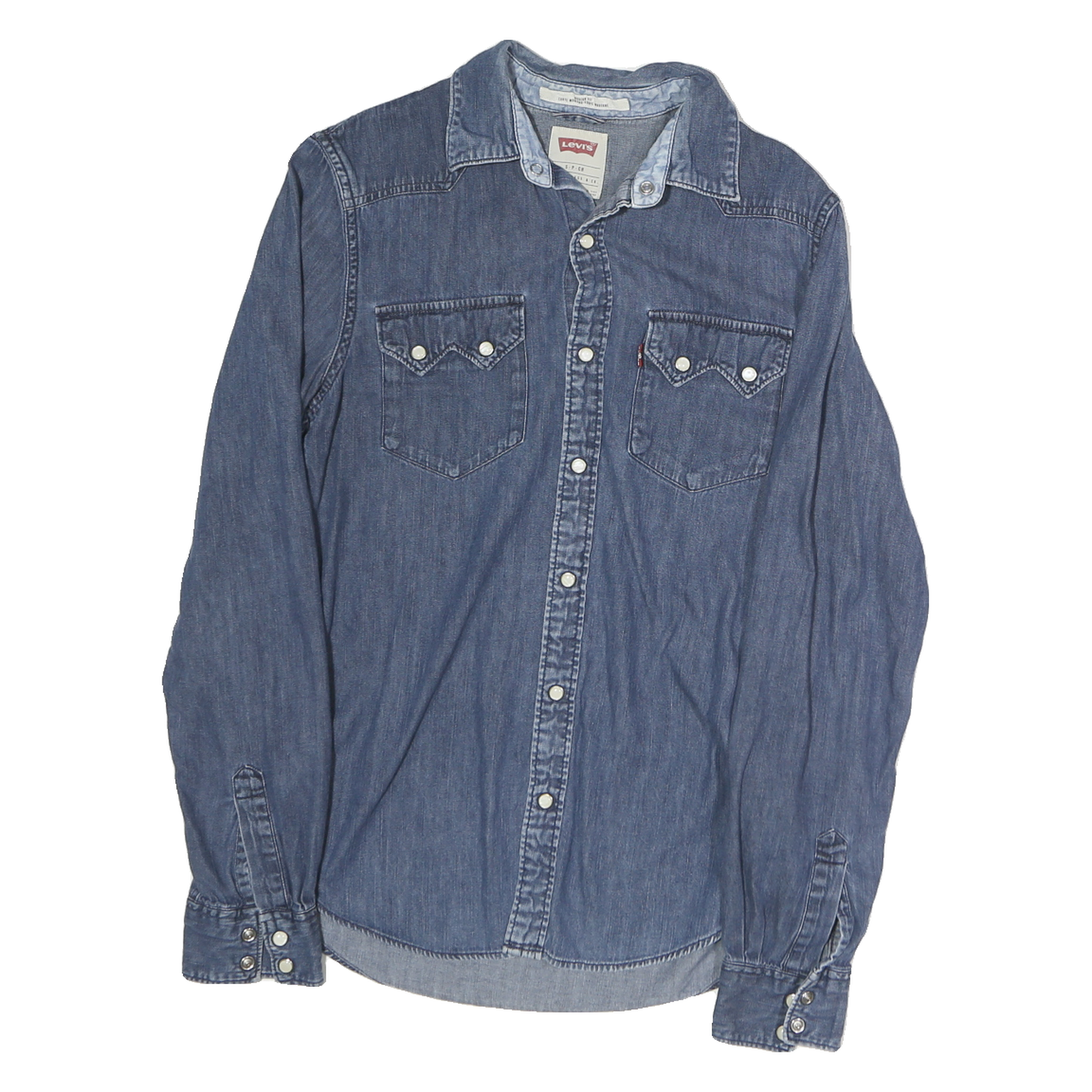 LEVIS Womens Blue Denim Shirt S Button Front Long Sleeve Casual Vintage Refurbished - N/A refurbished available on Cerqular