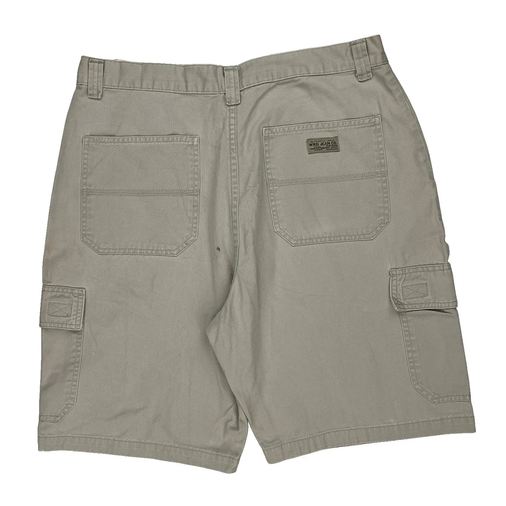 Wrangler Cargo Shorts - 34W 9L Beige Cotton Refurbished - Thrifted (note: this is a term often used to describe second- refurbished available on Cerqular