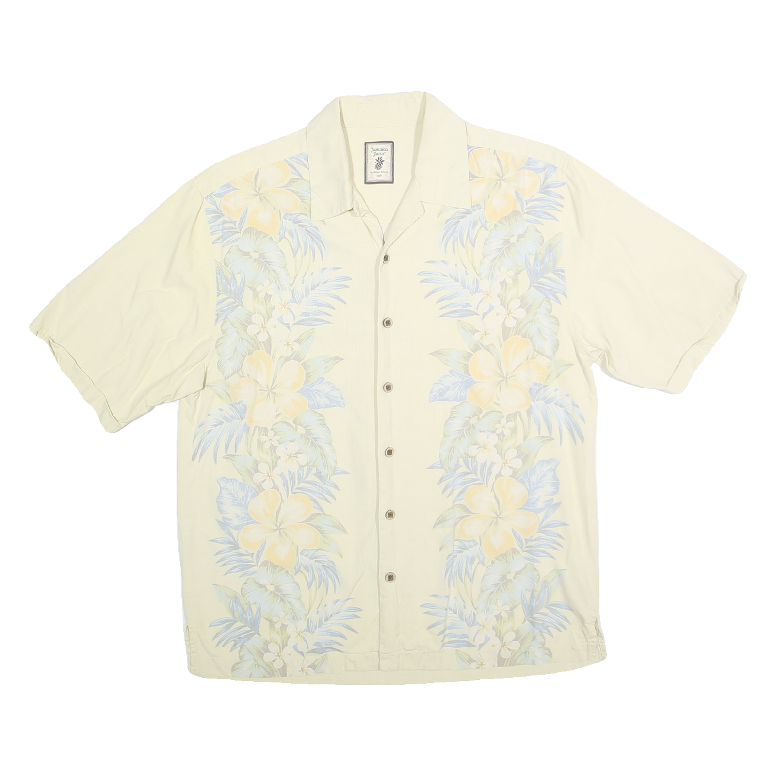 JAMAICA JAXX Mens Cream Silk Hawaiian Shirt S Floral Pattern Lightweight Refurbished - N/A refurbished available on Cerqular