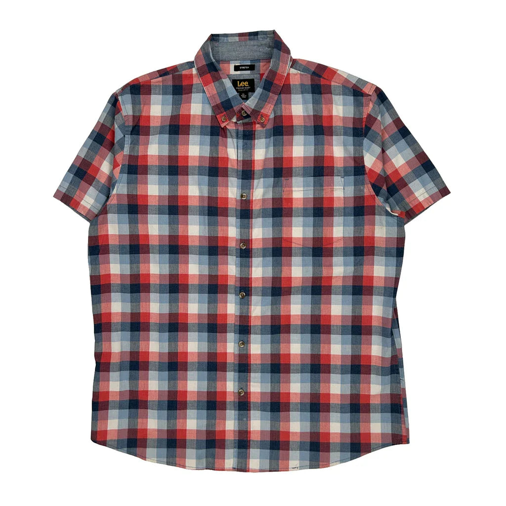 Lee Checked Short Sleeve Shirt - XL Multicoloured Cotton Refurbished - Thrifted (note: this is a term often used to describe second- refurbished available on Cerqular