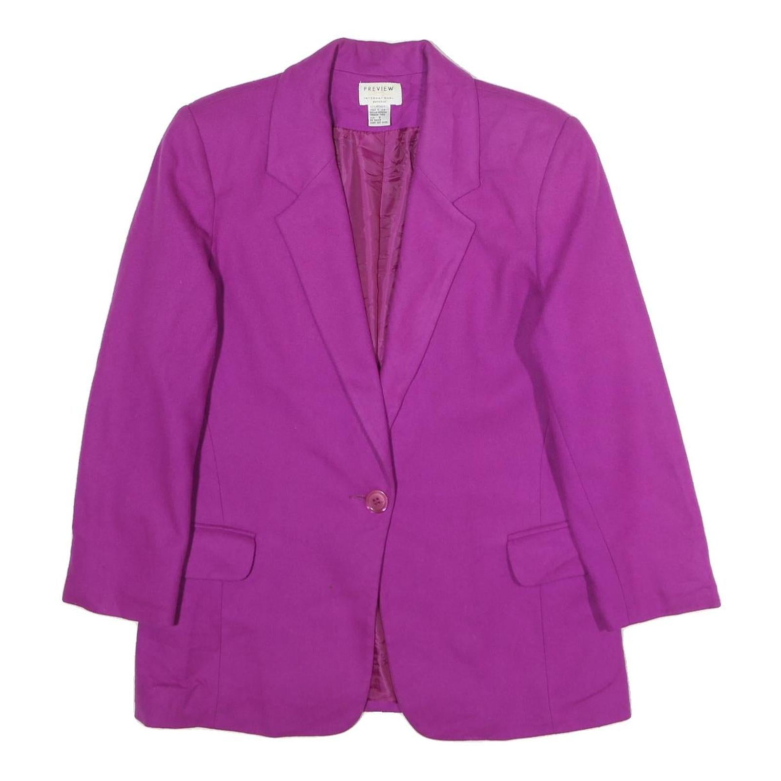 PREVIEW INTERNATIONAL Womens Purple Wool Button Jacket S Woven Classic Tailored Refurbished - N/A refurbished available on Cerqular