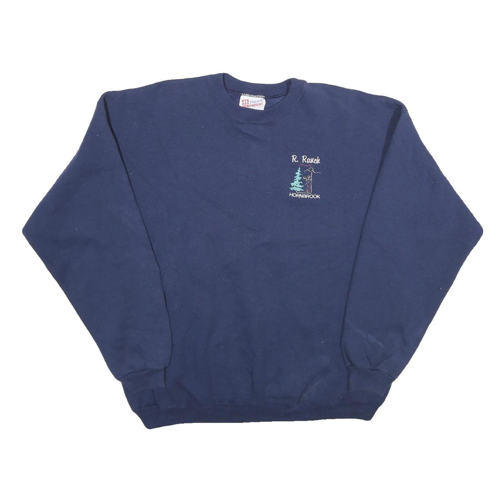 HANES Mens Navy Blue R Ranch Hornbrook Crew Neck XL Cotton Sweatshirt Refurbished - N/A refurbished available on Cerqular