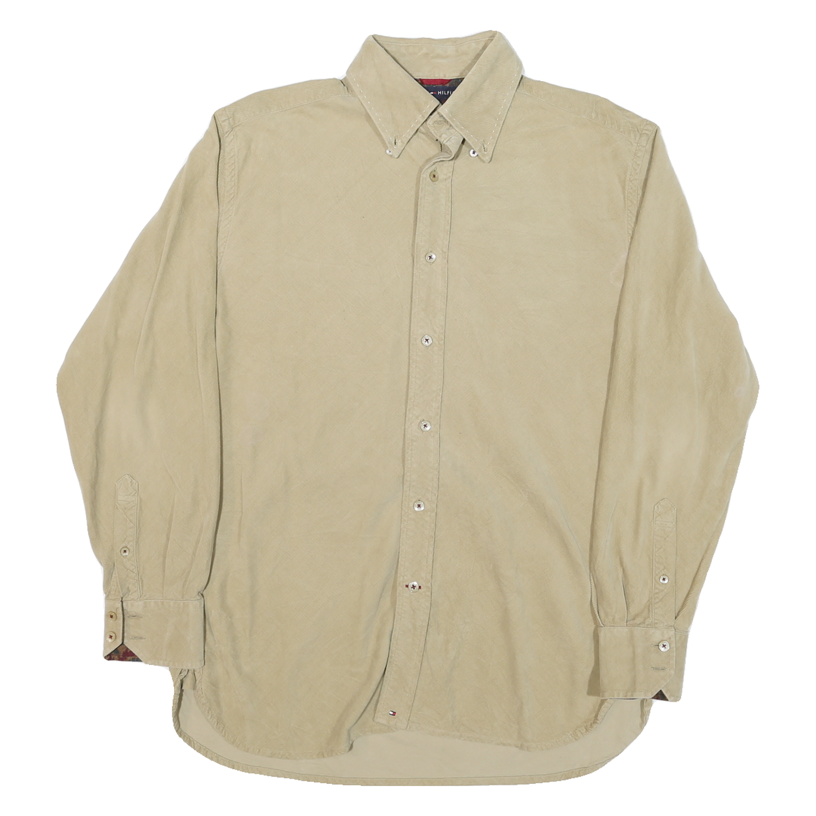 TOMMY HILFIGER Mens Beige Cotton Blend Shirt S Button Down Collar Casual Refurbished - N/A refurbished available on Cerqular