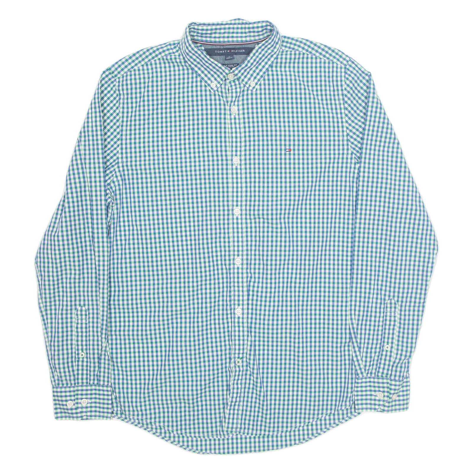 TOMMY HILFIGER New York Fit Mens Shirt Blue Gingham Long Sleeve M Refurbished - N/A refurbished available on Cerqular