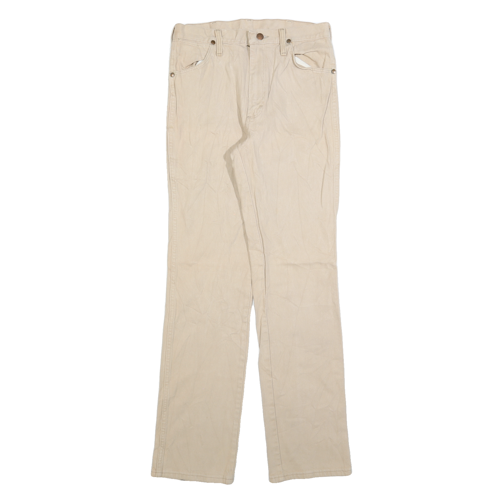 WRANGLER Mens Regular Fit Beige Cotton Jeans Zip W31 L34 Classic Casual Style Refurbished - N/A refurbished available on Cerqular
