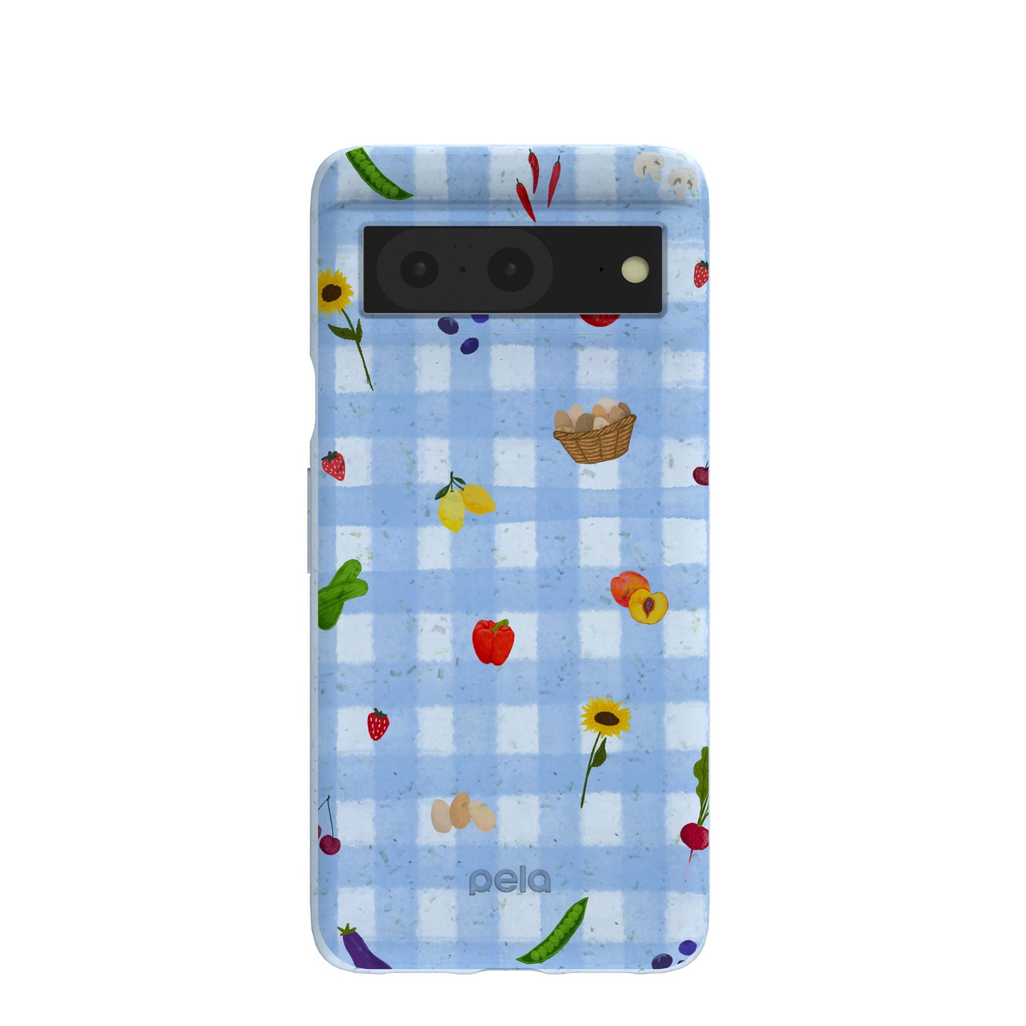 Powder Blue Gingham Farmhouse Google Pixel 8 Case Refurbished - Pela Case refurbished available on Cerqular