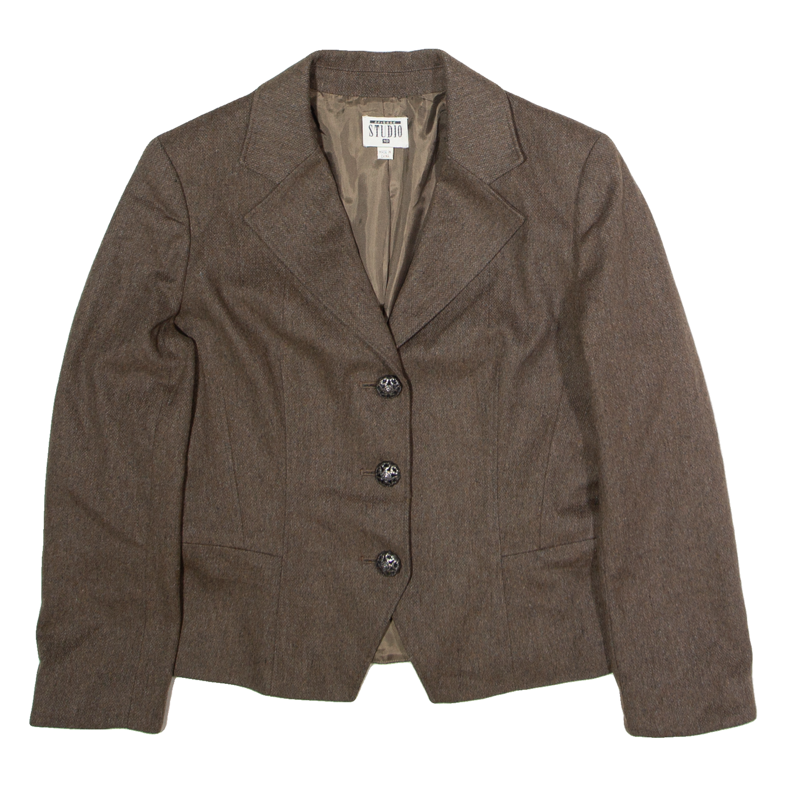 EPISODE STUDIO Womens Blazer Jacket Brown Wool 90s UK 10 Refurbished - N/A refurbished available on Cerqular
