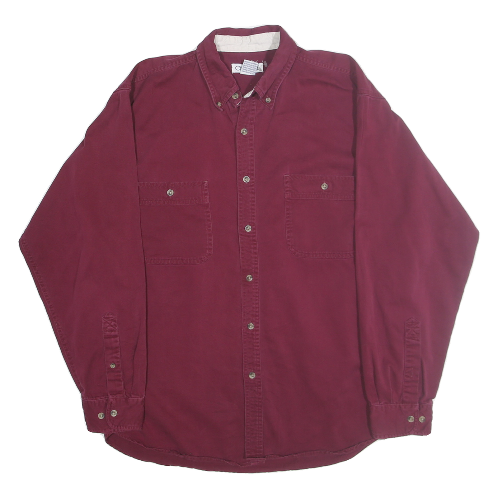 CHEROKEE Mens Maroon Plain Cotton Shirt M Button Down Long Sleeve Casual Refurbished - N/A refurbished available on Cerqular