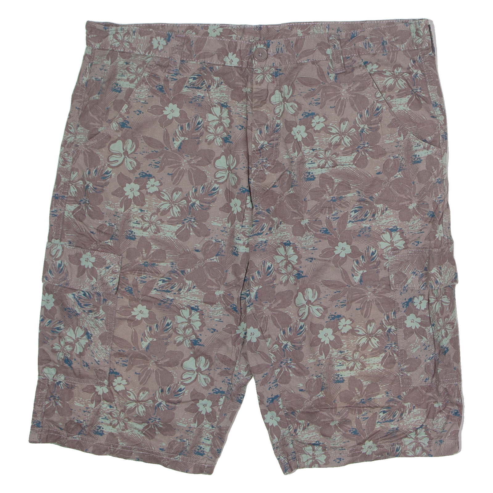 HANBURY Mens Cargo Shorts Brown Floral XL W40 Refurbished - N/A refurbished available on Cerqular