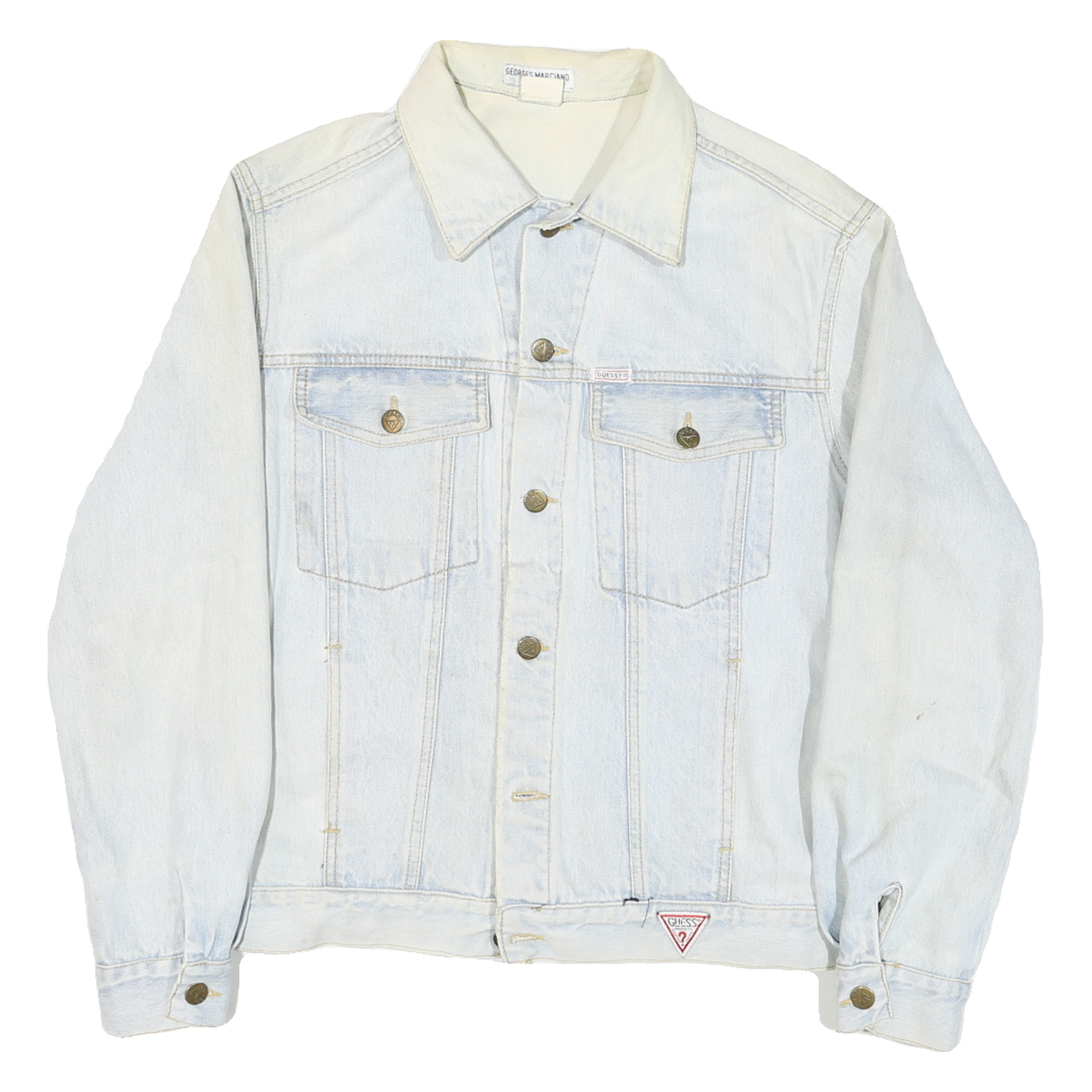 GEORGES MARCIANO Mens Blue Denim Jacket L Cotton Blend Button Closure Classic Refurbished - N/A refurbished available on Cerqular
