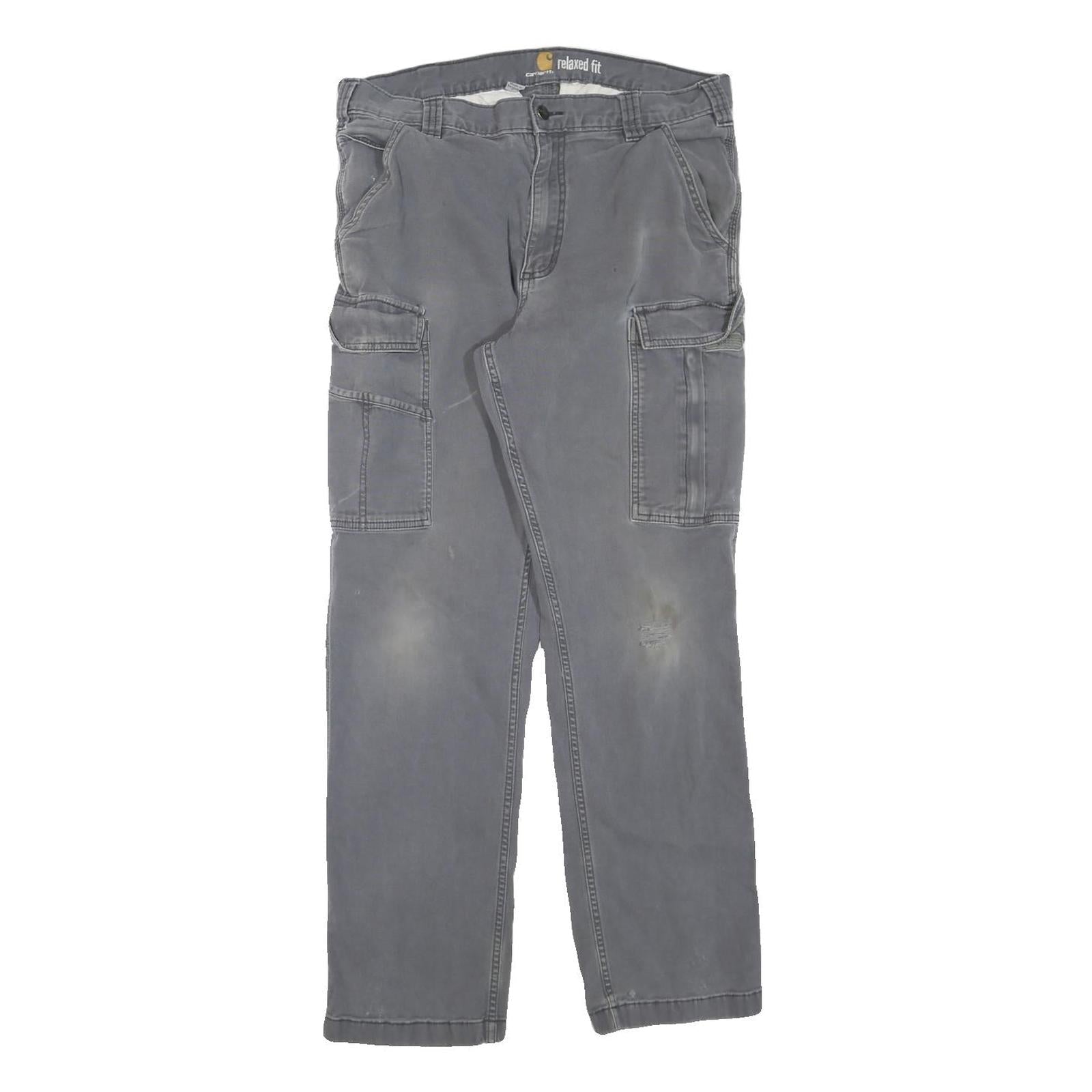 CARHARTT Mens Cotton Blend Grey Casual Regular Fit Cargo Trousers W34 L29 Refurbished - N/A refurbished available on Cerqular