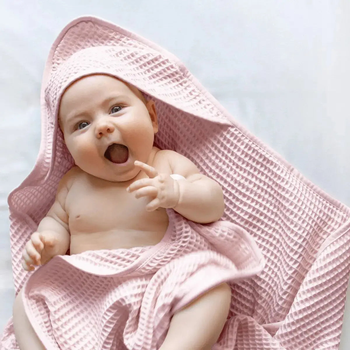 Bamboo Waffle Hooded Baby Towel | Color: Rose | Size: Baby Refurbished - Ettitude refurbished available on Cerqular